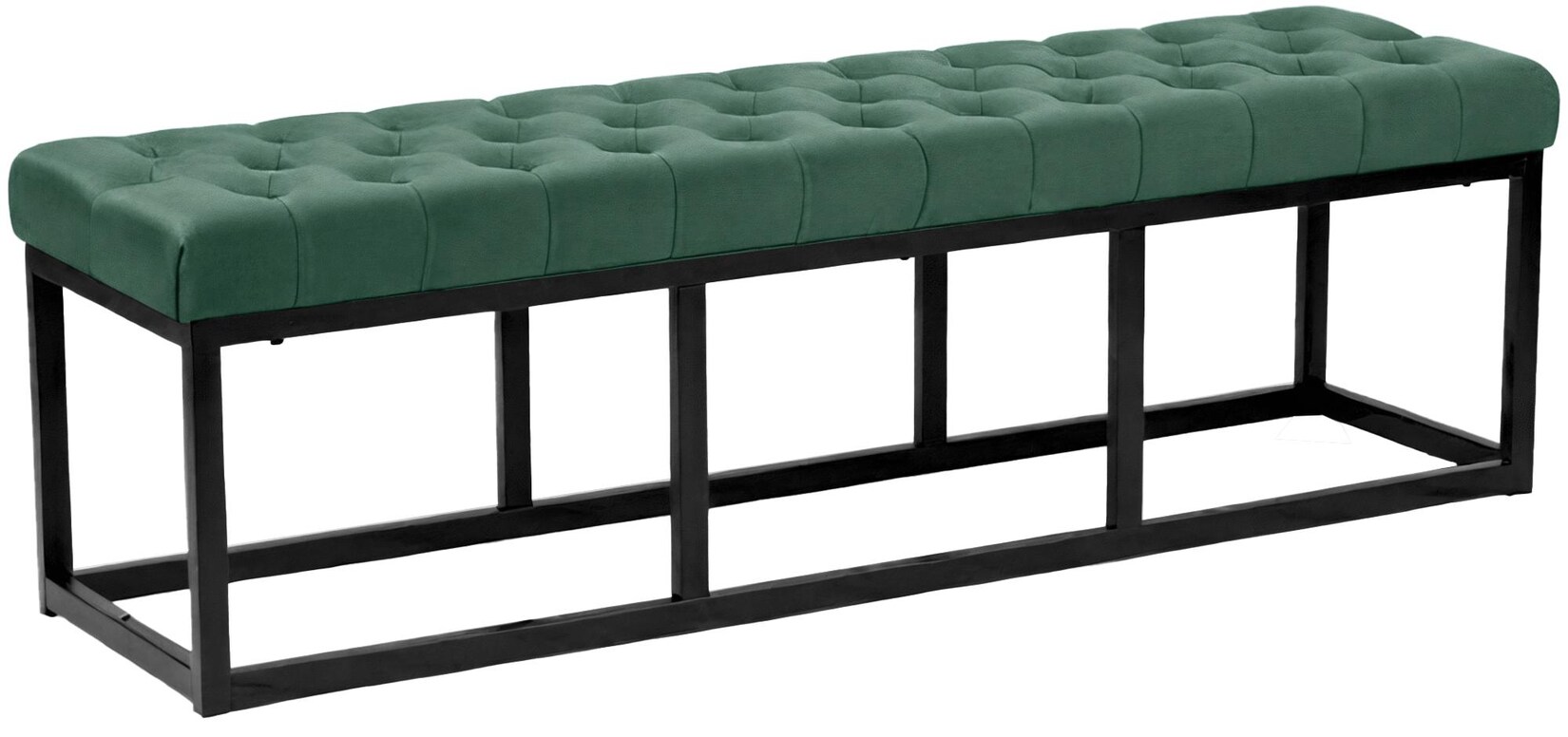 CLP Sitzbank Polson, modern, schwarzes Metallgestell, gestepptes Samt, Bodenschoner, für Wohnzimmer, Flur oder Schlafzimmer