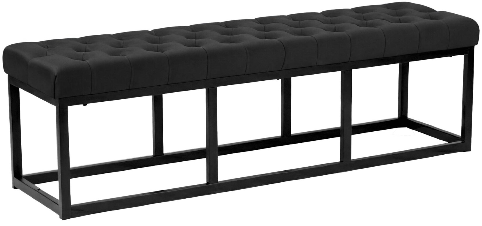 CLP Sitzbank Polson, modern, schwarzes Metallgestell, gestepptes Samt, Bodenschoner, für Wohnzimmer, Flur oder Schlafzimmer