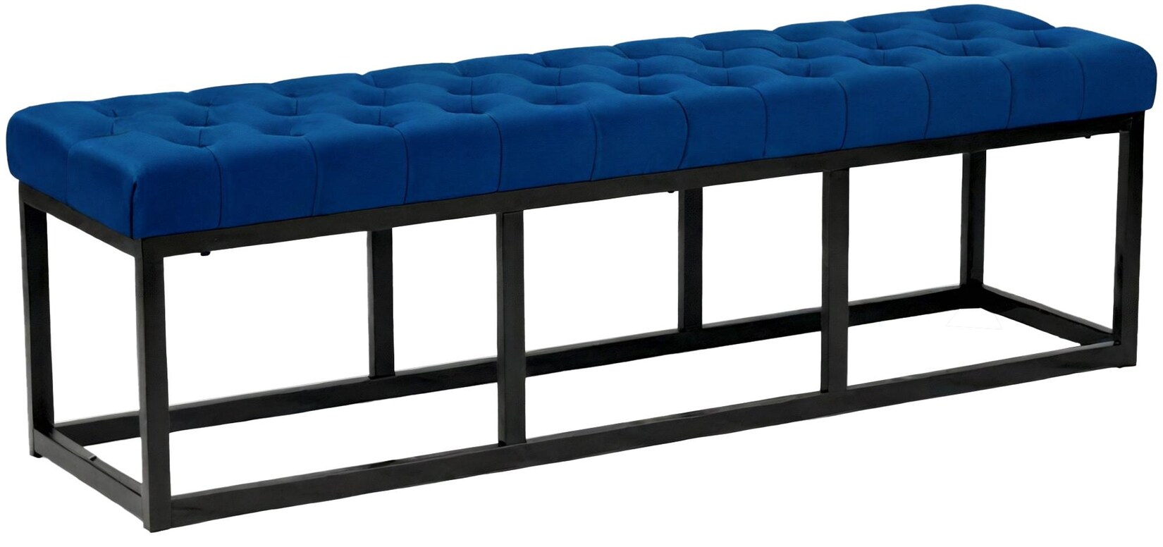 CLP Sitzbank Polson, modern, schwarzes Metallgestell, gestepptes Samt, Bodenschoner, für Wohnzimmer, Flur oder Schlafzimmer