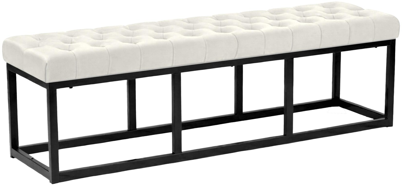 CLP Sitzbank Polson, modern, schwarzes Metallgestell, gestepptes Samt, Bodenschoner, für Wohnzimmer, Flur oder Schlafzimmer