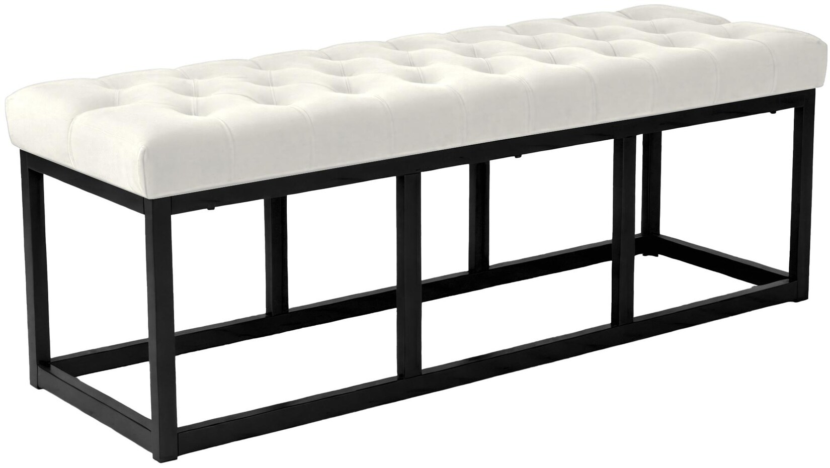 CLP Sitzbank Polson, modern, schwarzes Metallgestell, gestepptes Samt, Bodenschoner, für Wohnzimmer, Flur oder Schlafzimmer