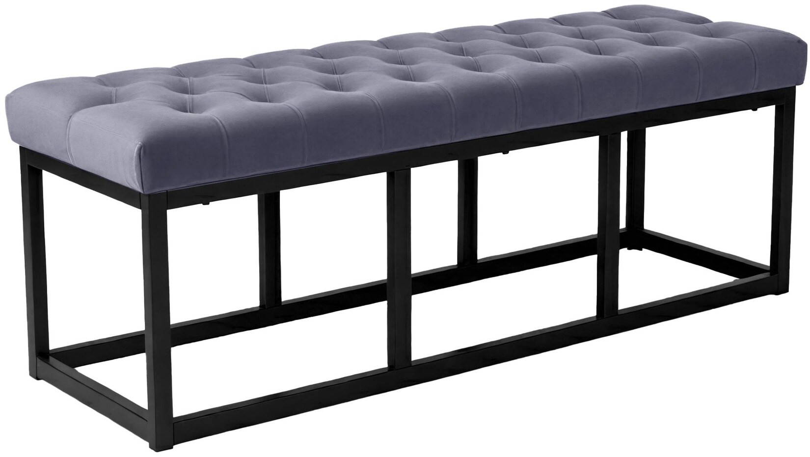 CLP Sitzbank Polson, modern, schwarzes Metallgestell, gestepptes Samt, Bodenschoner, für Wohnzimmer, Flur oder Schlafzimmer