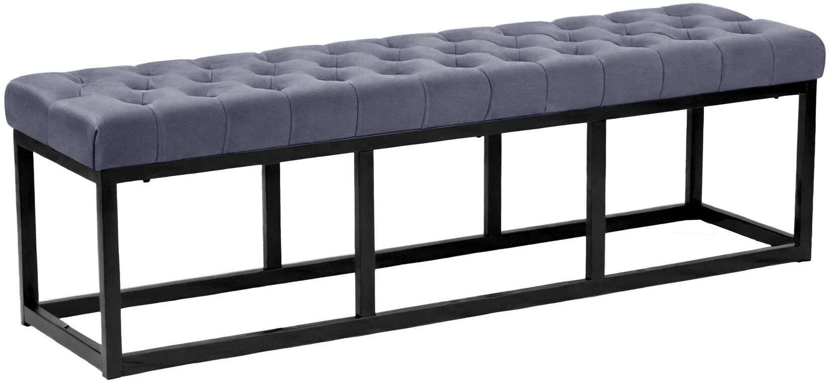 CLP Sitzbank Polson, modern, schwarzes Metallgestell, gestepptes Samt, Bodenschoner, für Wohnzimmer, Flur oder Schlafzimmer