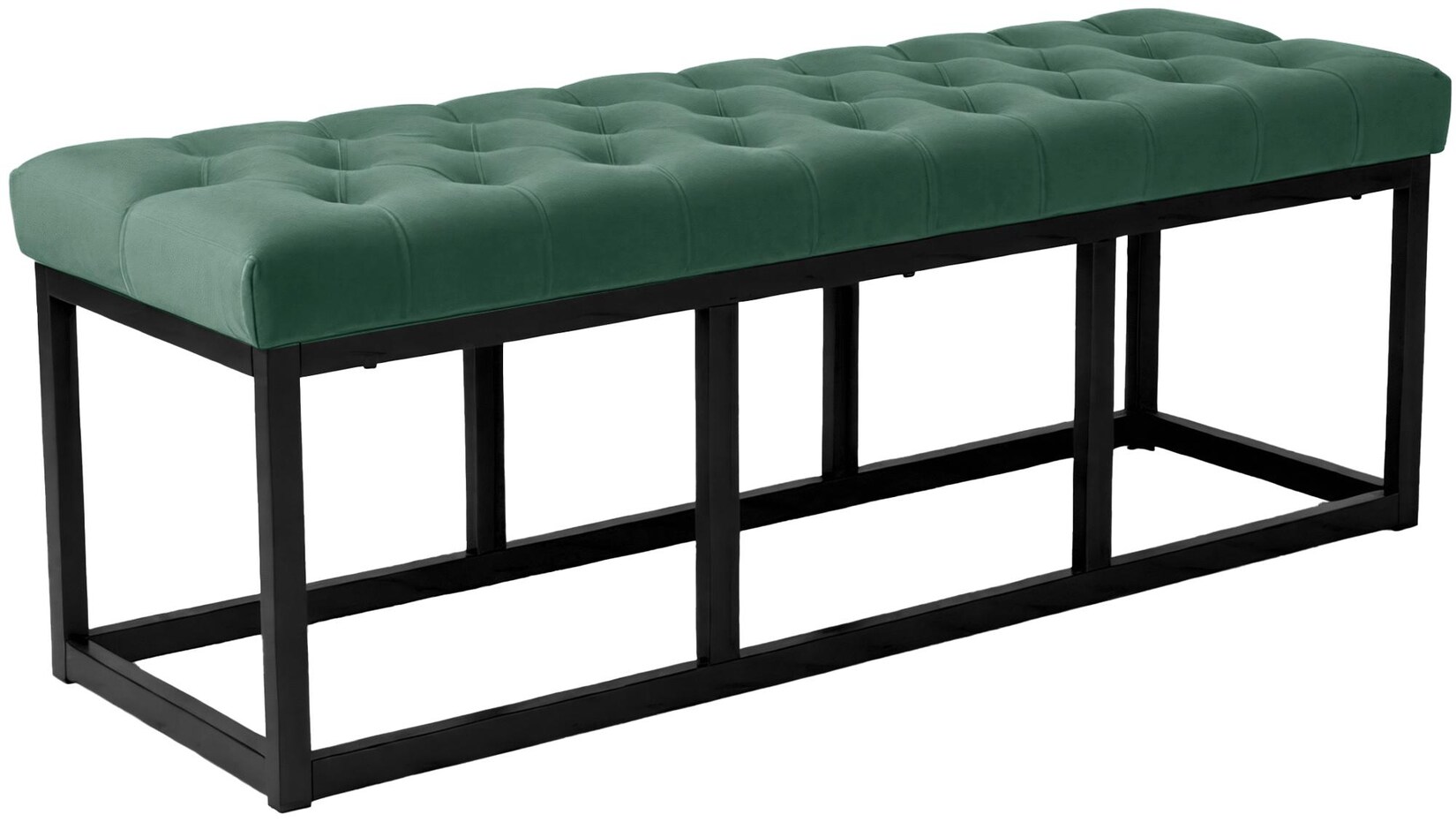 CLP Sitzbank Polson, modern, schwarzes Metallgestell, gestepptes Samt, Bodenschoner, für Wohnzimmer, Flur oder Schlafzimmer