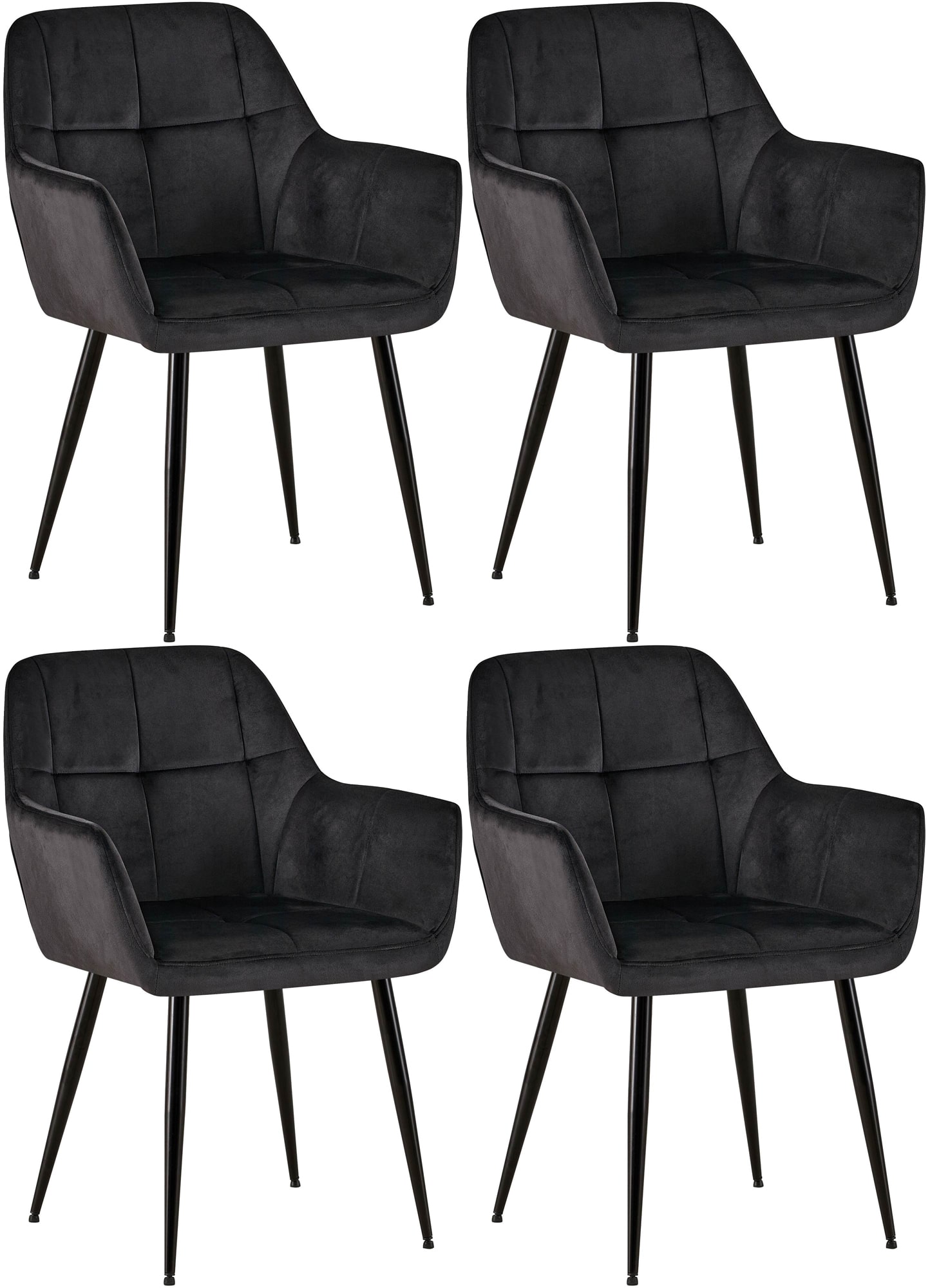 CLP 4er Set Esszimmerst&uuml;hle Emia Mit Samtbezug I Polsterstuhl Mit Metallgestell I K&uuml;chenstuhl Mit Bodenschonern - Bild 1