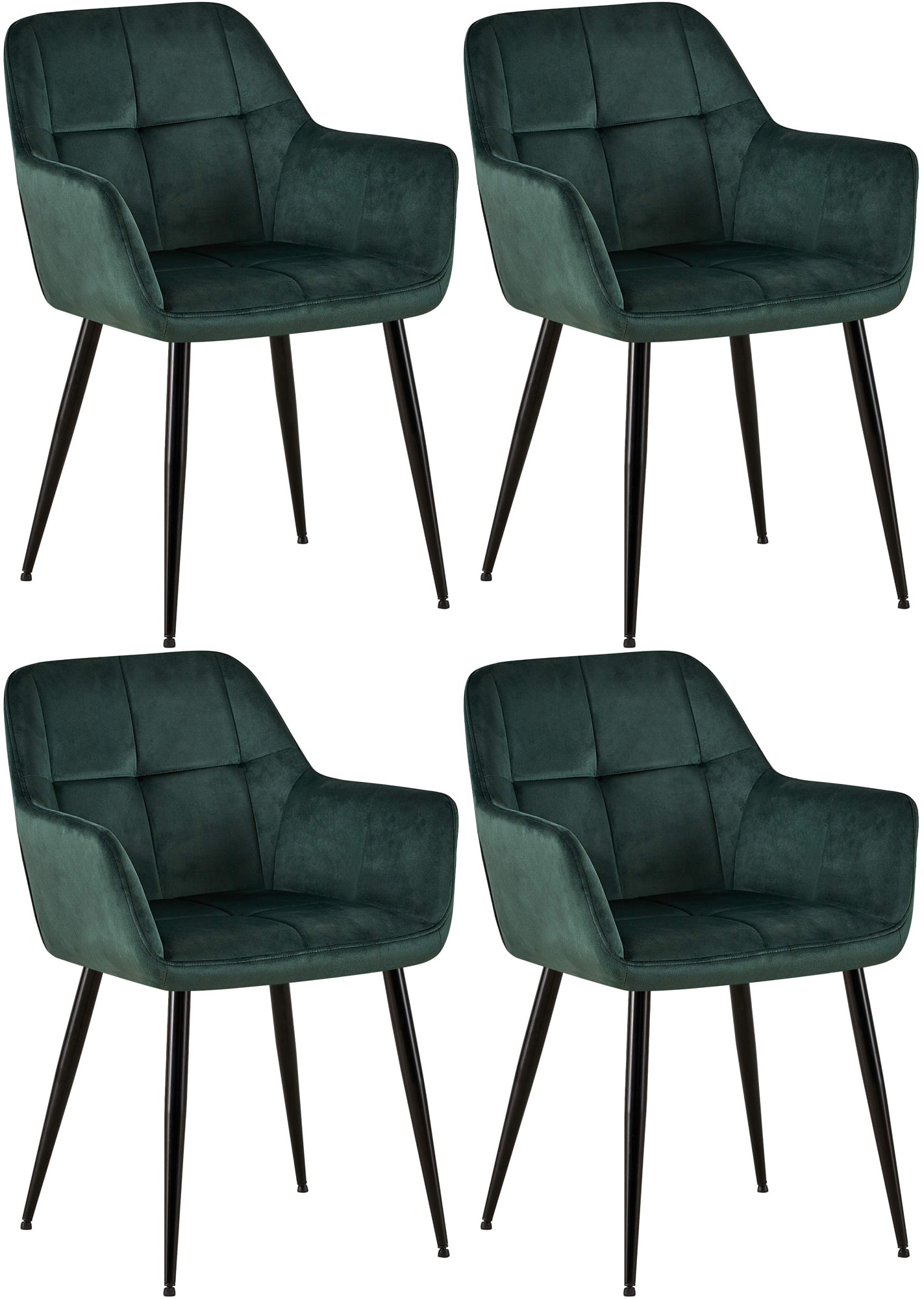 CLP 4er Set Esszimmerst&uuml;hle Emia Mit Samtbezug I Polsterstuhl Mit Metallgestell I K&uuml;chenstuhl Mit Bodenschonern - Bild 1