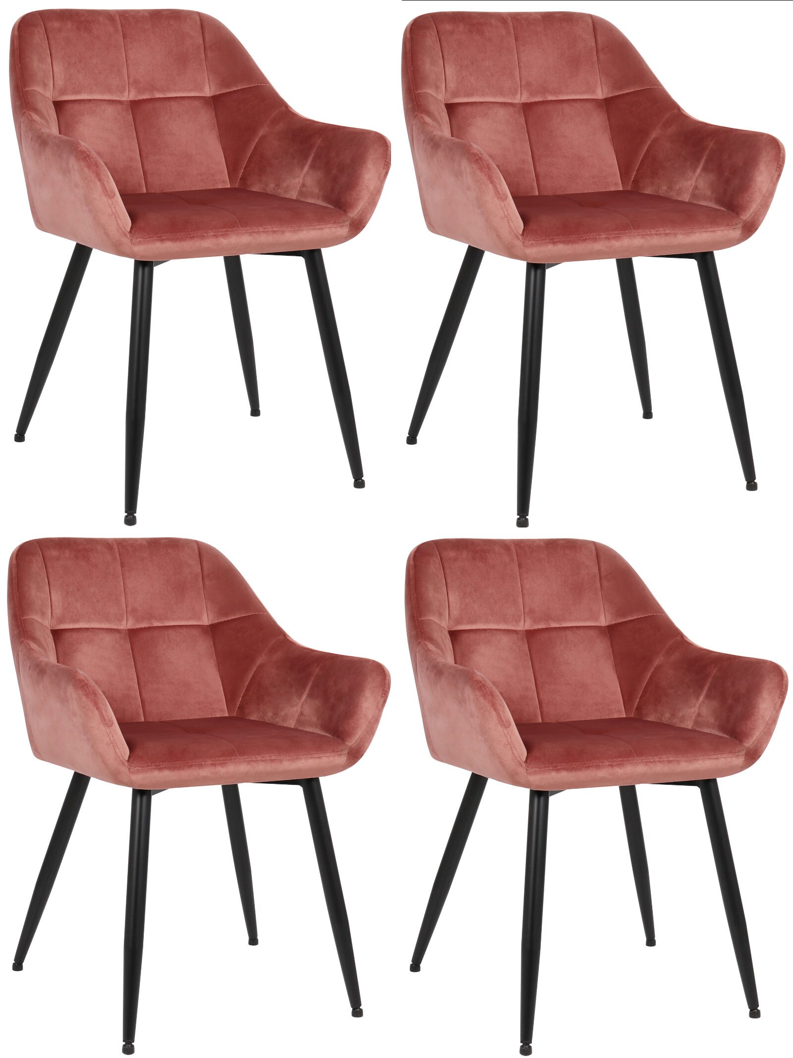 CLP 4er Set Esszimmerst&uuml;hle Emia Mit Samtbezug I Polsterstuhl Mit Metallgestell I K&uuml;chenstuhl Mit Bodenschonern - Bild 1