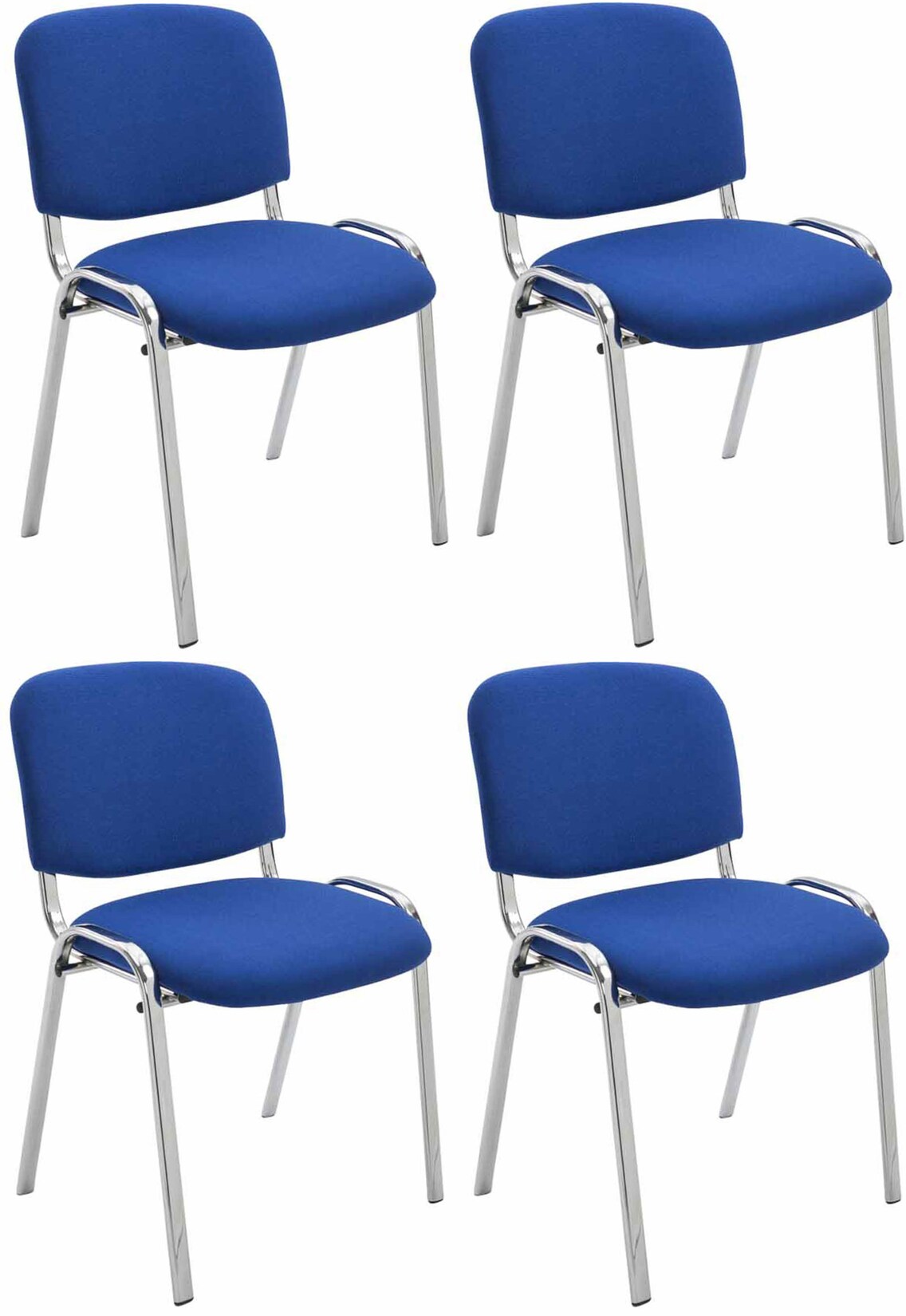 CLP 4er Set Stühle Ken Chrom Stoff I Gepolsterte Sitzfläche