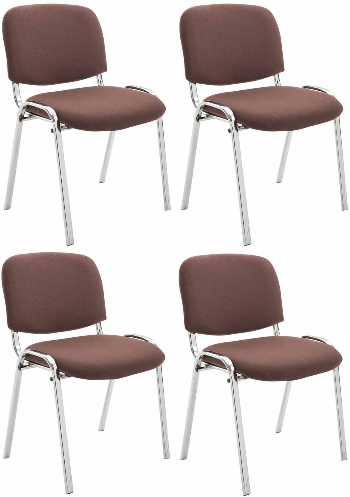 CLP 4er Set Stühle Ken Chrom Stoff I Gepolsterte Sitzfläche