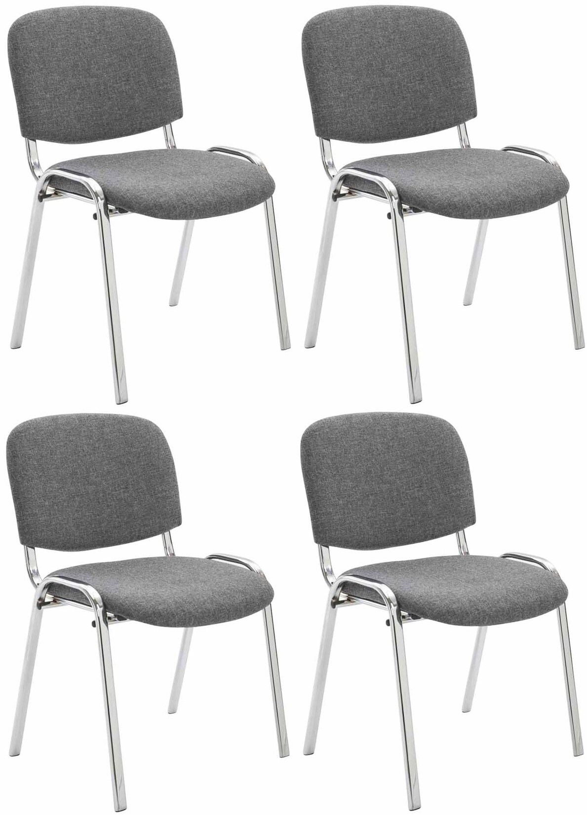 CLP 4er Set Stühle Ken Chrom Stoff I Gepolsterte Sitzfläche