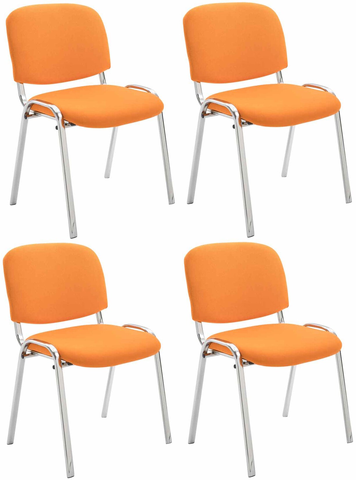 CLP 4er Set Stühle Ken Chrom Stoff I Gepolsterte Sitzfläche