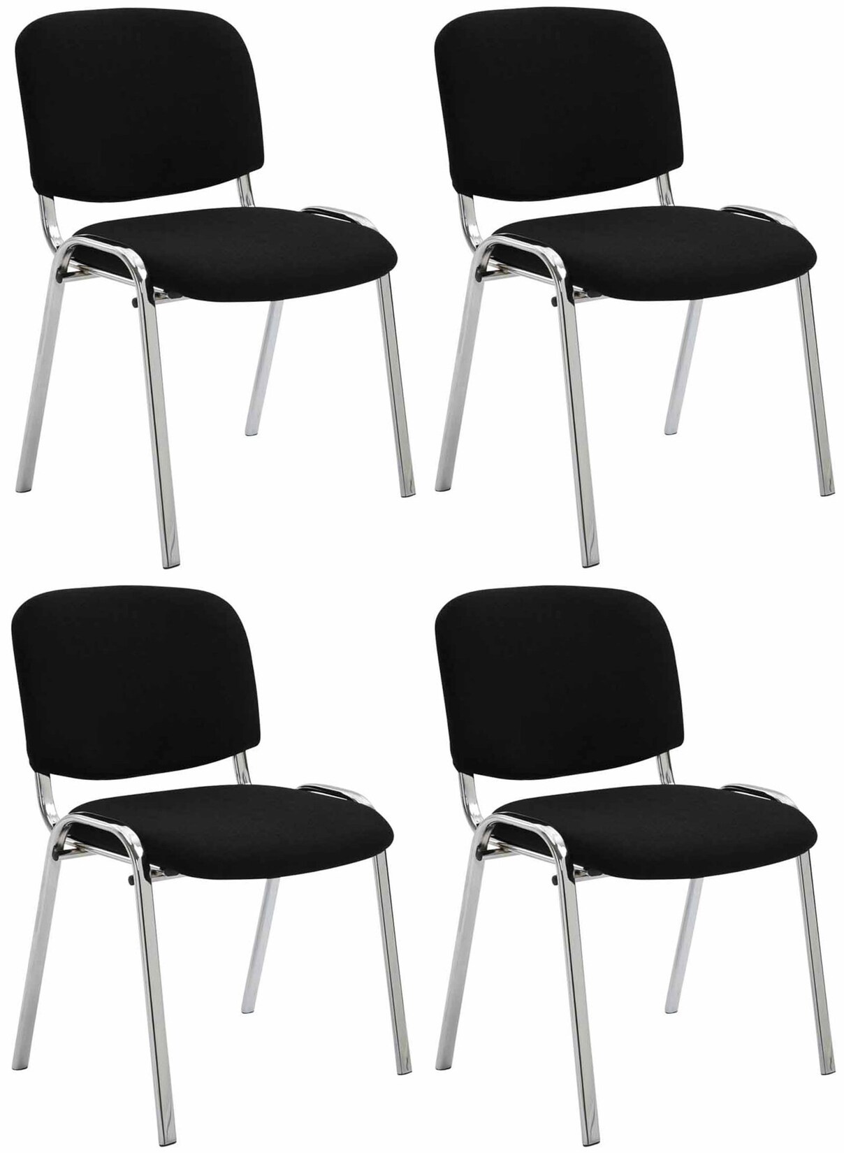 CLP 4er Set Stühle Ken Chrom Stoff I Gepolsterte Sitzfläche