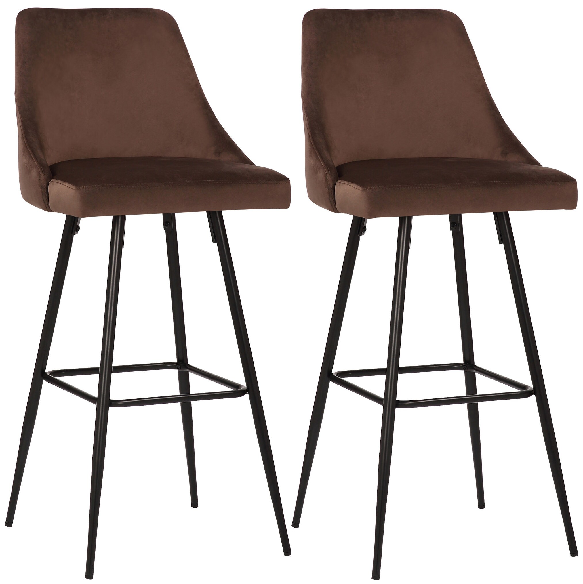 CLP 2er Set Barhocker Portree Samt Mit Samtbezug I Thekenhocker Mit Metallgestell Und Fu&szlig;st&uuml;tze I Barst&uuml;hle Mit Lehne - Bild 1