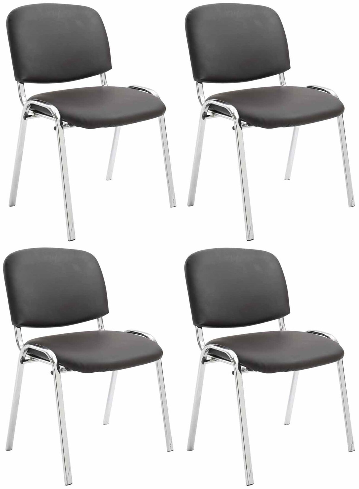 CLP 4er Set Stühle Ken Chrom Kunstleder I Gepolsterte Sitze I Stapelbar