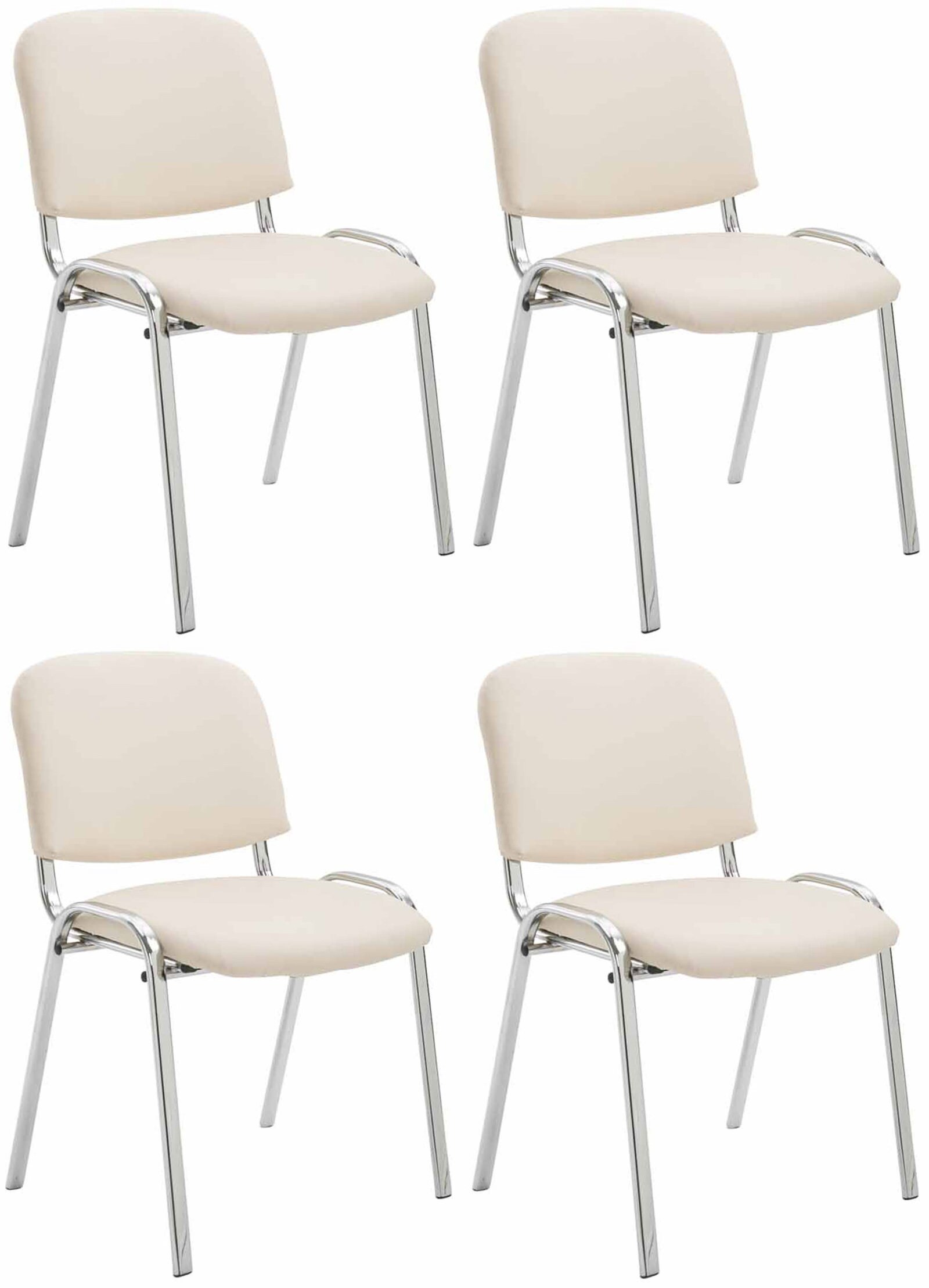 CLP 4er Set St&uuml;hle Ken Chrom Kunstleder I Gepolsterte Sitze I Stapelbar - Bild 1