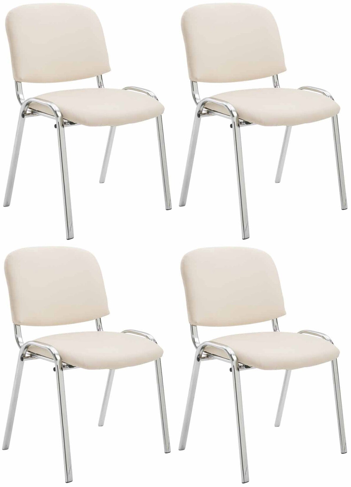 CLP 4er Set Stühle Ken Chrom Kunstleder I Gepolsterte Sitze I Stapelbar