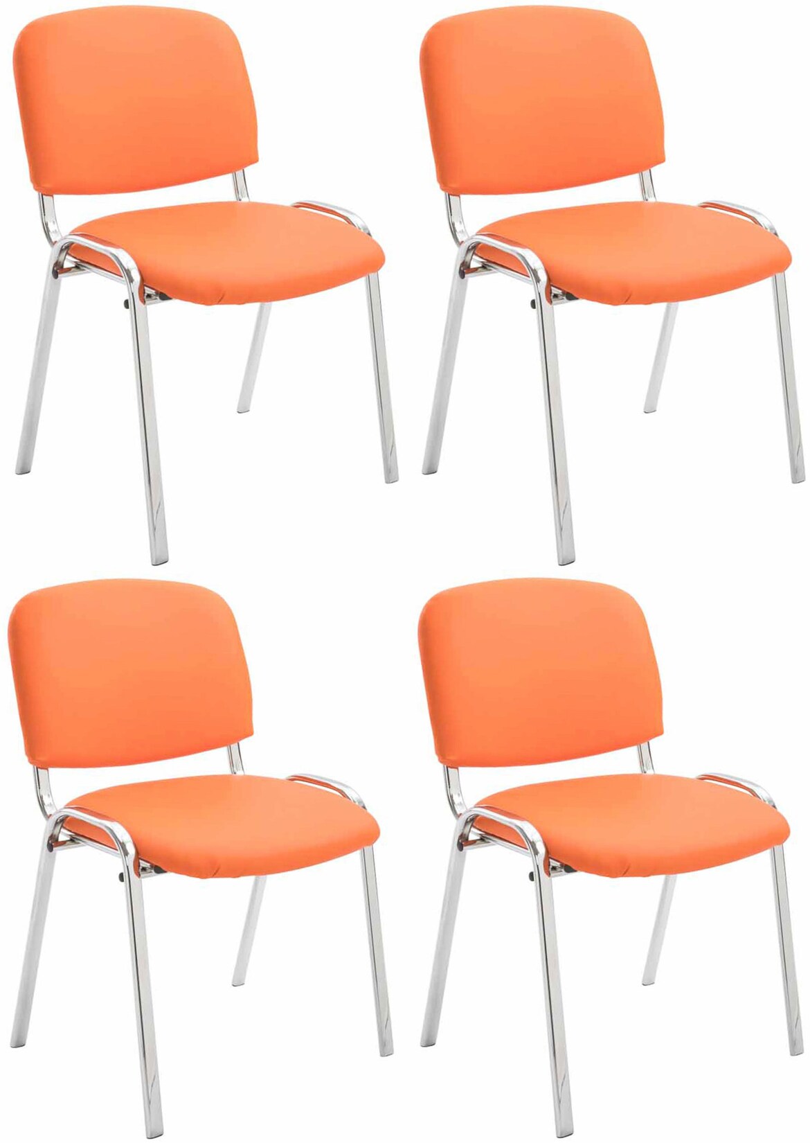 CLP 4er Set Stühle Ken Chrom Kunstleder I Gepolsterte Sitze I Stapelbar