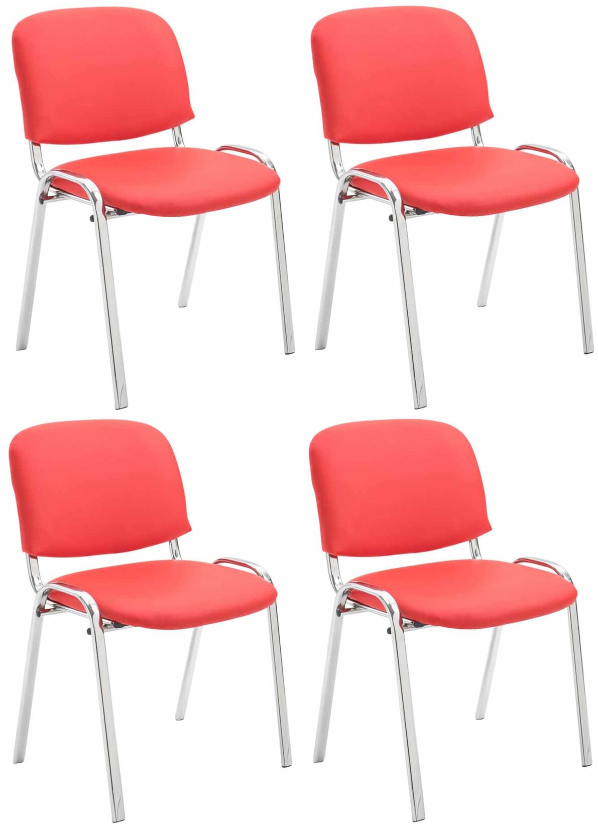 CLP 4er Set Stühle Ken Chrom Kunstleder I Gepolsterte Sitze I Stapelbar