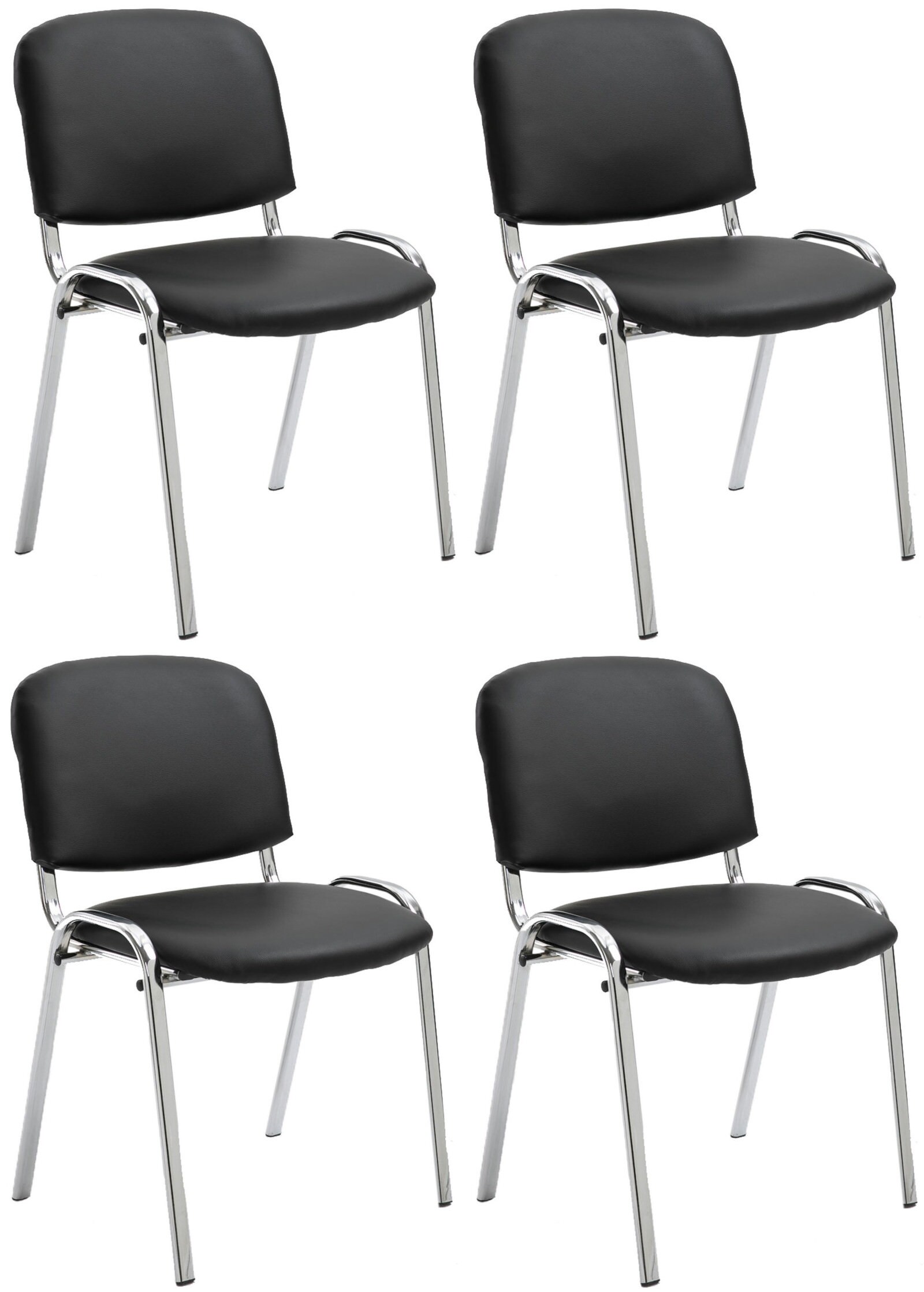 CLP 4er Set St&uuml;hle Ken Chrom Kunstleder I Gepolsterte Sitze I Stapelbar - Bild 1