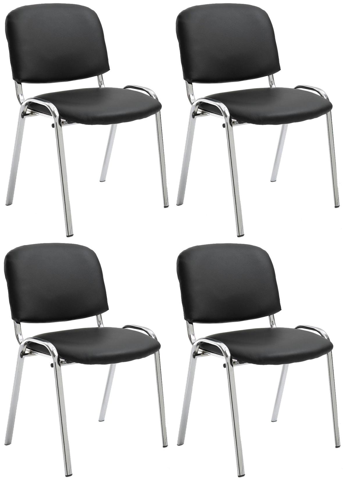 CLP 4er Set Stühle Ken Chrom Kunstleder I Gepolsterte Sitze I Stapelbar