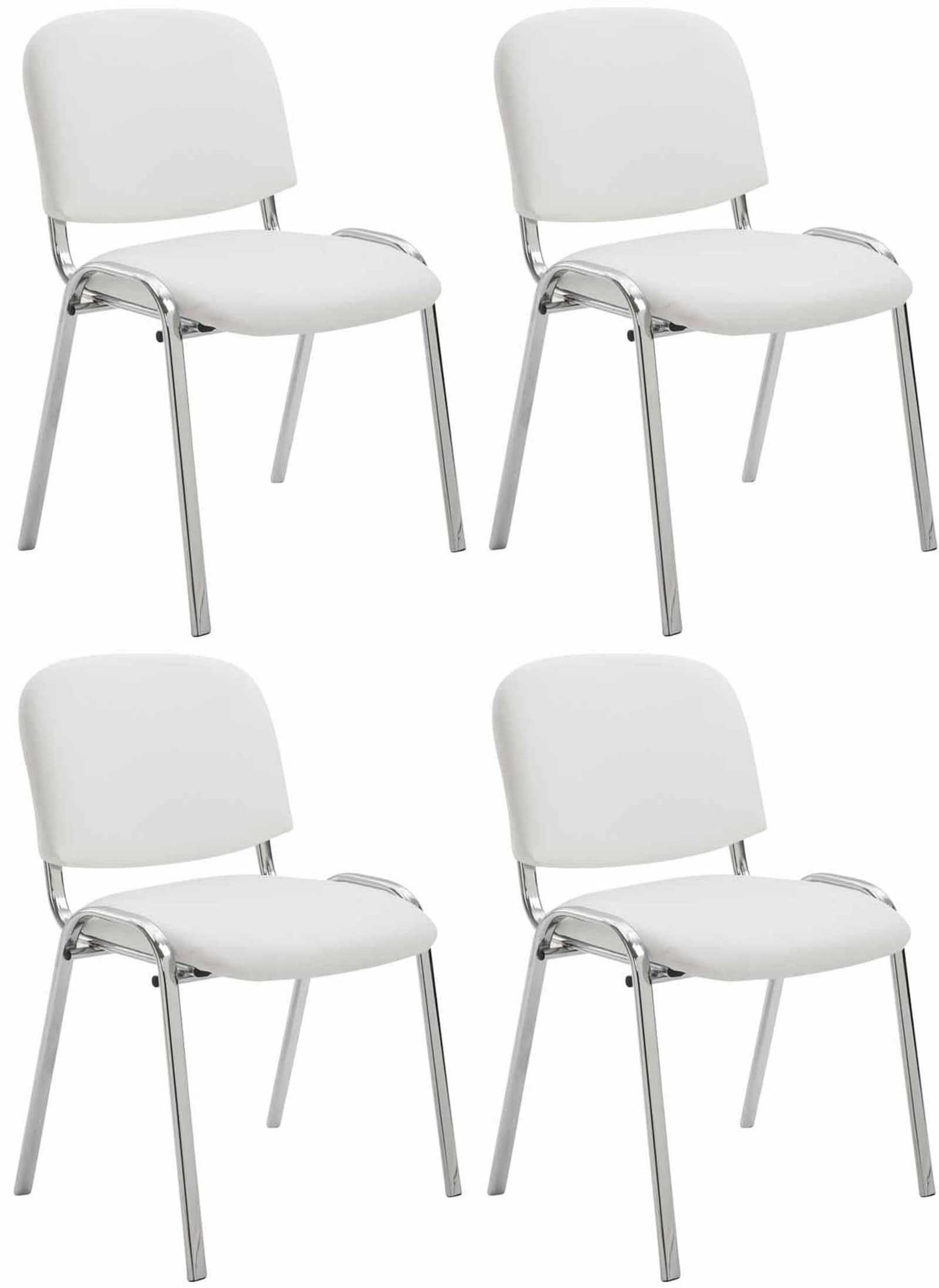 CLP 4er Set St&uuml;hle Ken Chrom Kunstleder I Gepolsterte Sitze I Stapelbar - Bild 1