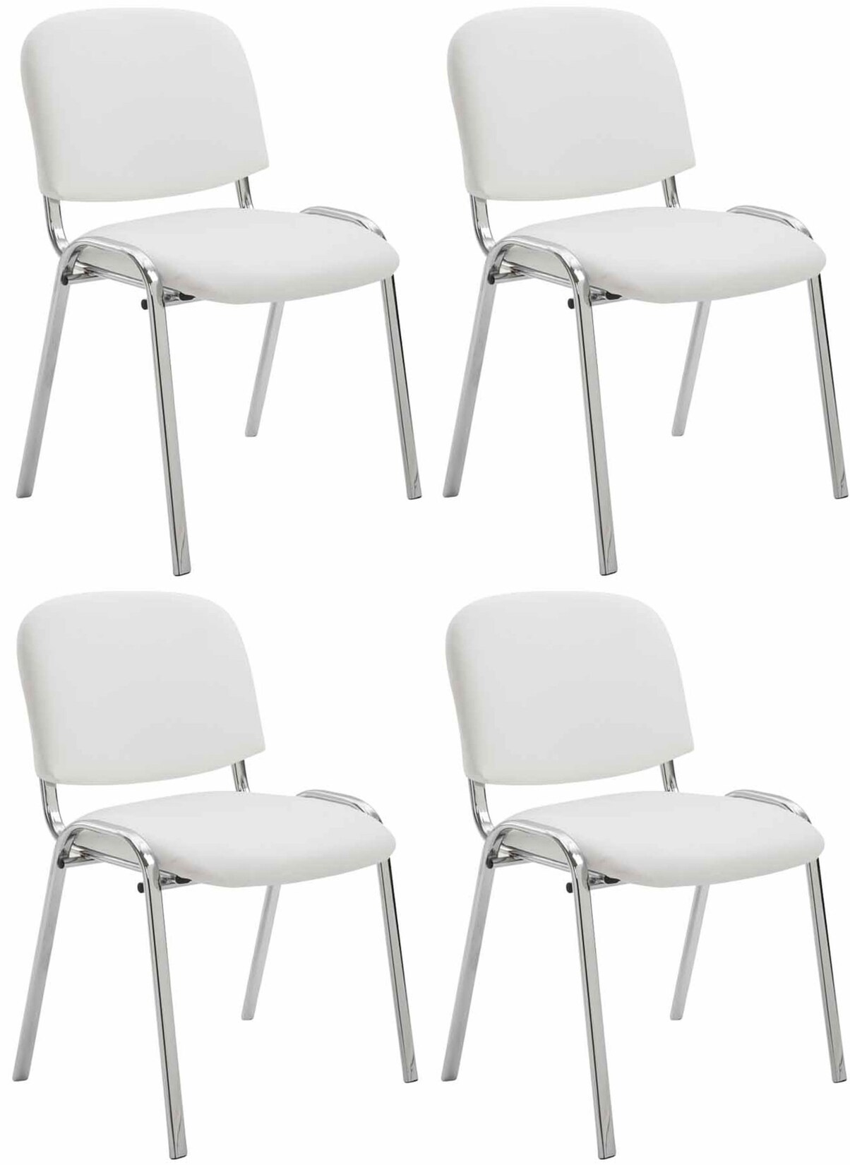CLP 4er Set Stühle Ken Chrom Kunstleder I Gepolsterte Sitze I Stapelbar