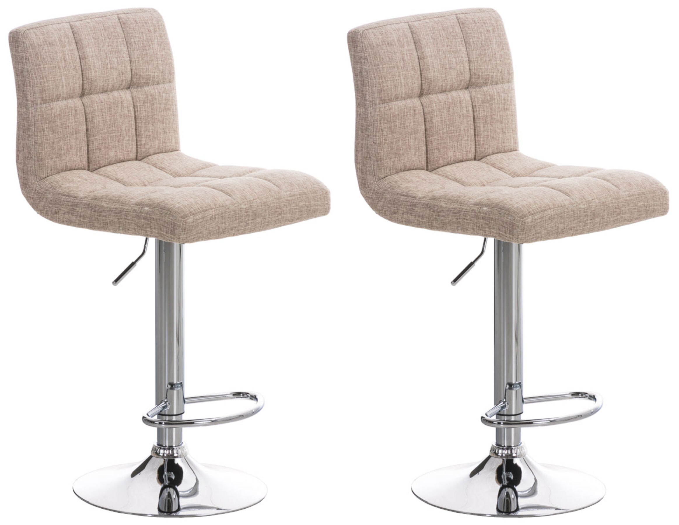 CLP 2er Set Barhocker Peru Mit Stoffbezug I Drehbare, H&ouml;henverstellbare Barst&uuml;hle Mit Lehne & Metallgestell In Chrom-Optik - Bild 1