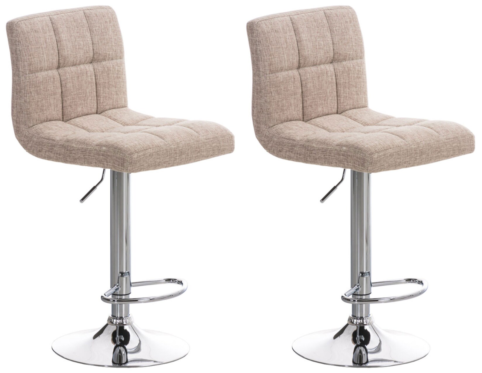 CLP 2er Set Barhocker Peru Mit Stoffbezug I Drehbare, Höhenverstellbare Barstühle Mit Lehne & Metallgestell In Chrom-Optik | 04251756460907