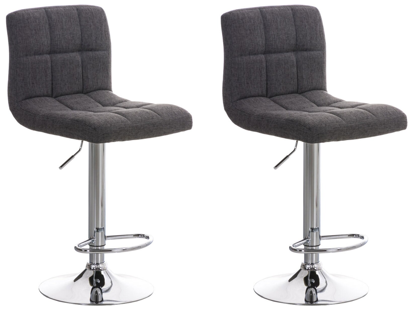 CLP 2er Set Barhocker Peru Mit Stoffbezug I Drehbare, Höhenverstellbare Barstühle Mit Lehne & Metallgestell In Chrom-Optik | 04251756460914