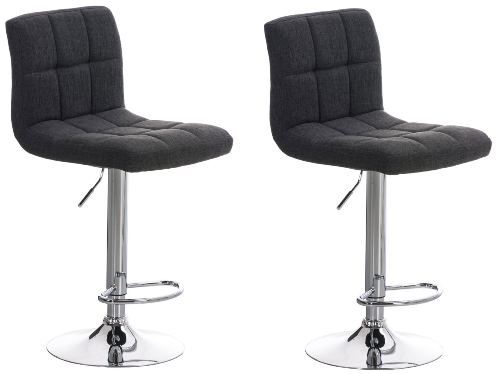CLP 2er Set Barhocker Peru Mit Stoffbezug I Drehbare, Höhenverstellbare Barstühle Mit Lehne & Metallgestell In Chrom-Optik