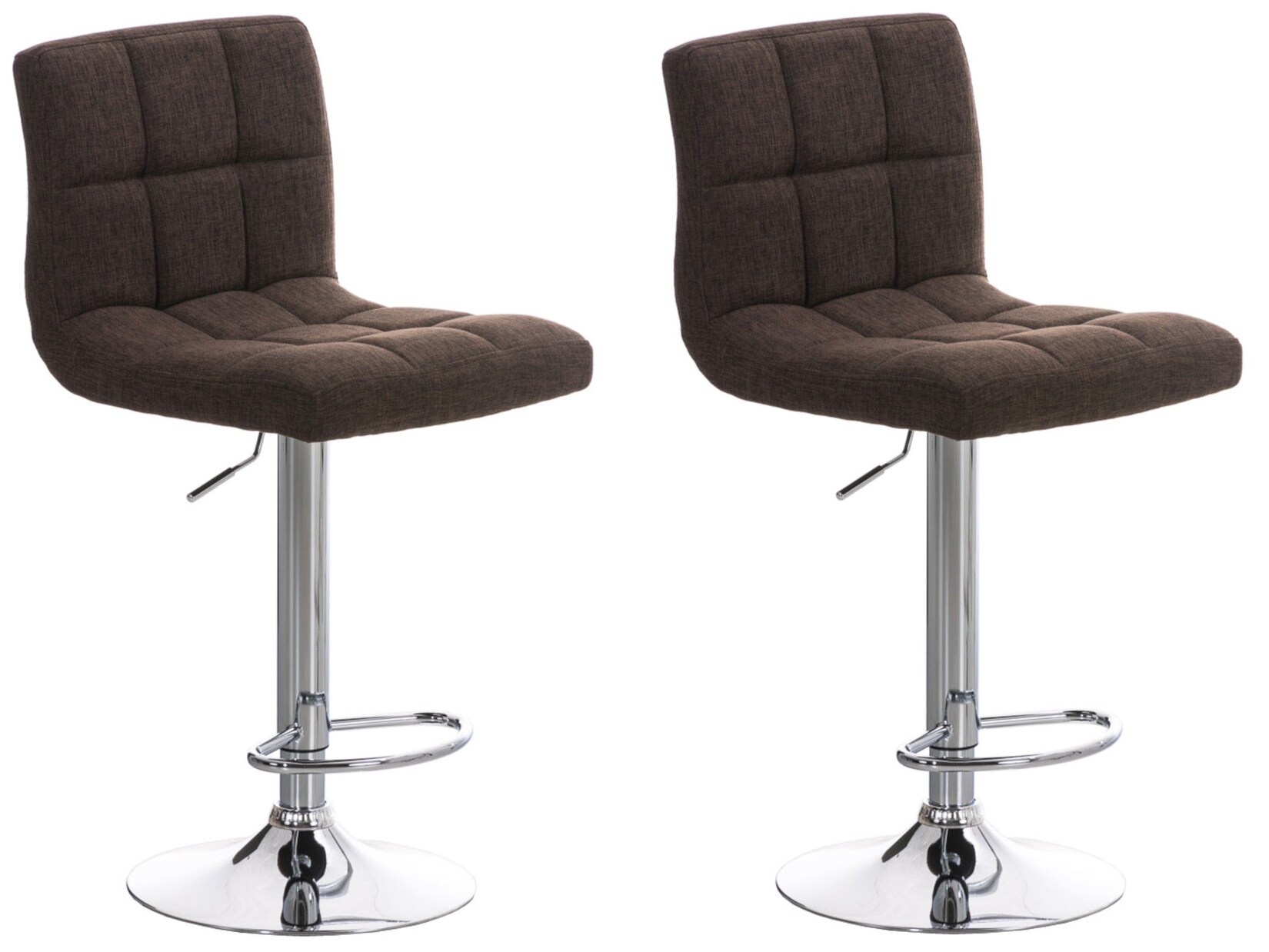 CLP 2er Set Barhocker Peru Mit Stoffbezug I Drehbare, Höhenverstellbare Barstühle Mit Lehne & Metallgestell In Chrom-Optik | 04251756460952