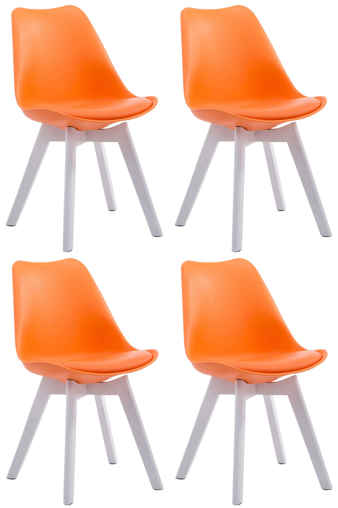 CLP 4er Set Retrost&uuml;hle Borneo Mit Kunstlederbezug Und Hochwertiger Polsterung I Lehnst&uuml;hle mit Holzgestell - Bild 1