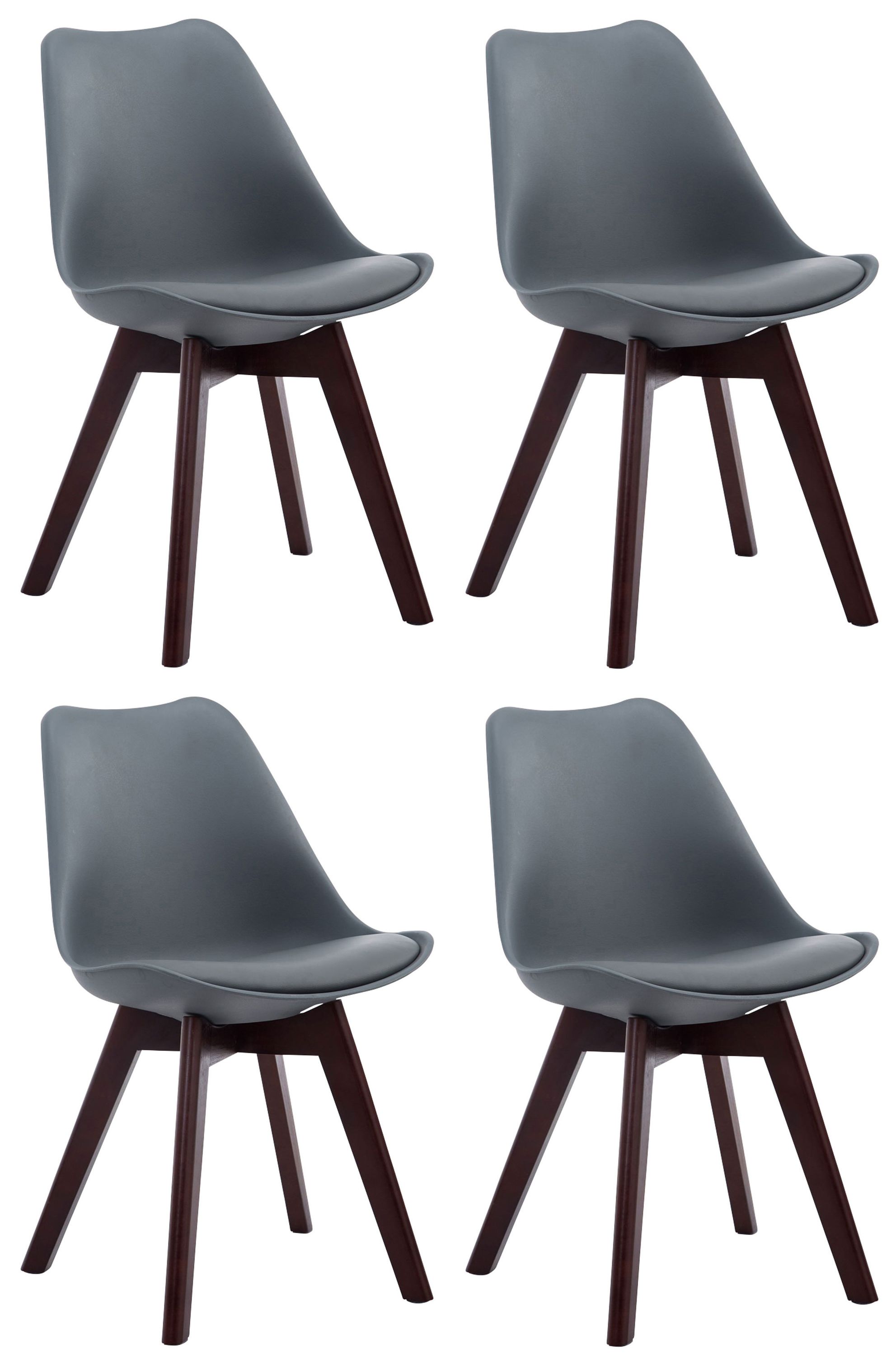 CLP 4er Set Retrost&uuml;hle Borneo Mit Kunstlederbezug Und Hochwertiger Polsterung I Lehnst&uuml;hle mit Holzgestell - Bild 1