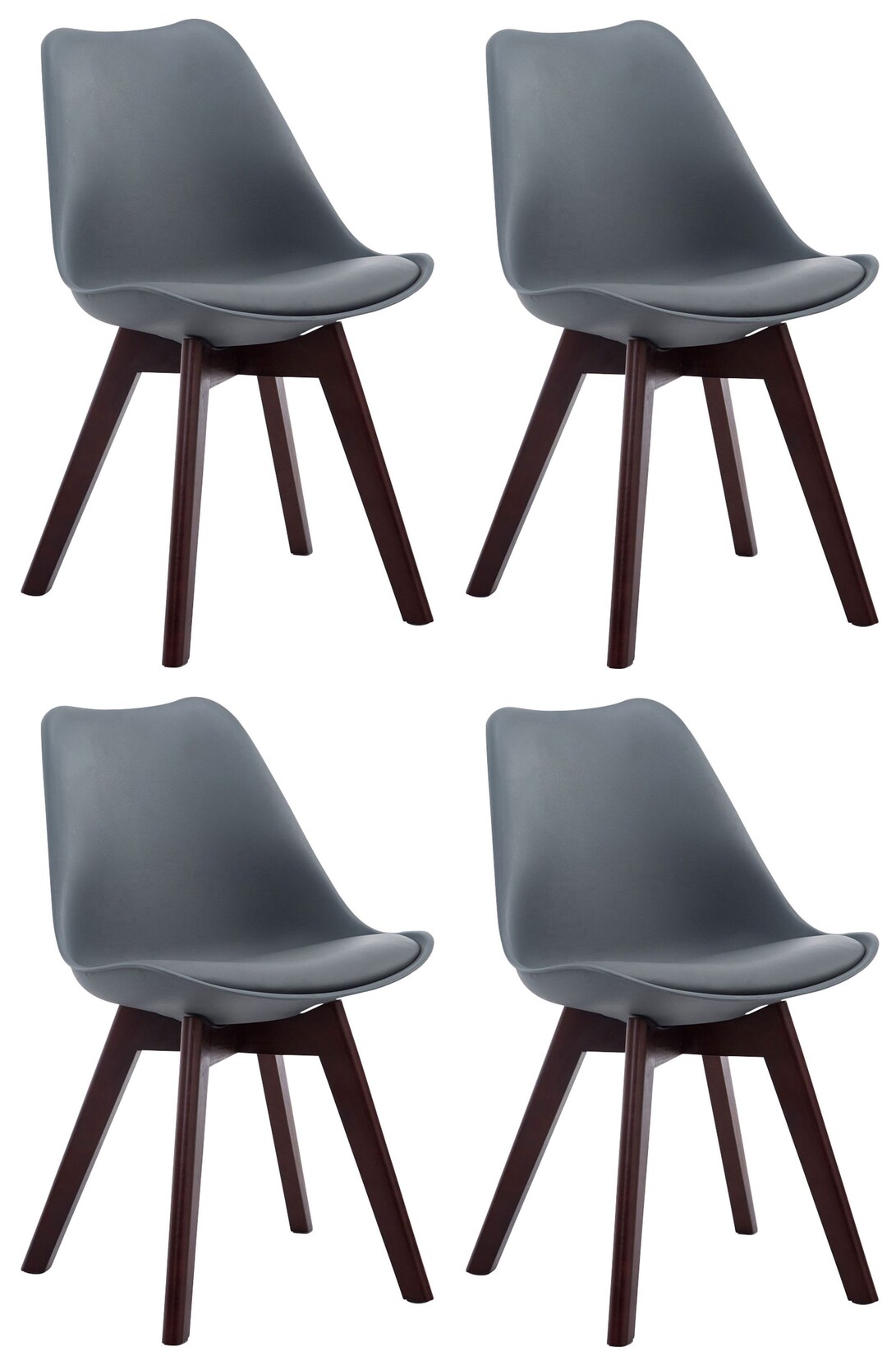 CLP 4er Set Retrostühle Borneo Mit Kunstlederbezug Und Hochwertiger Polsterung I Lehnstühle mit Holzgestell