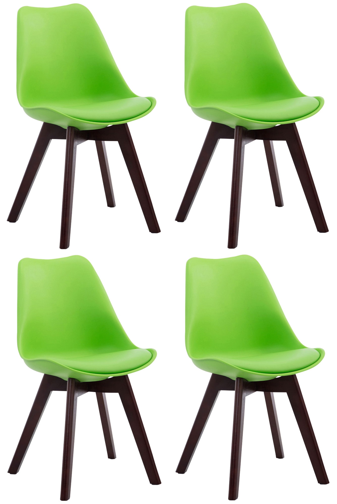 CLP 4er Set Retrost&uuml;hle Borneo Mit Kunstlederbezug Und Hochwertiger Polsterung I Lehnst&uuml;hle mit Holzgestell - Bild 1