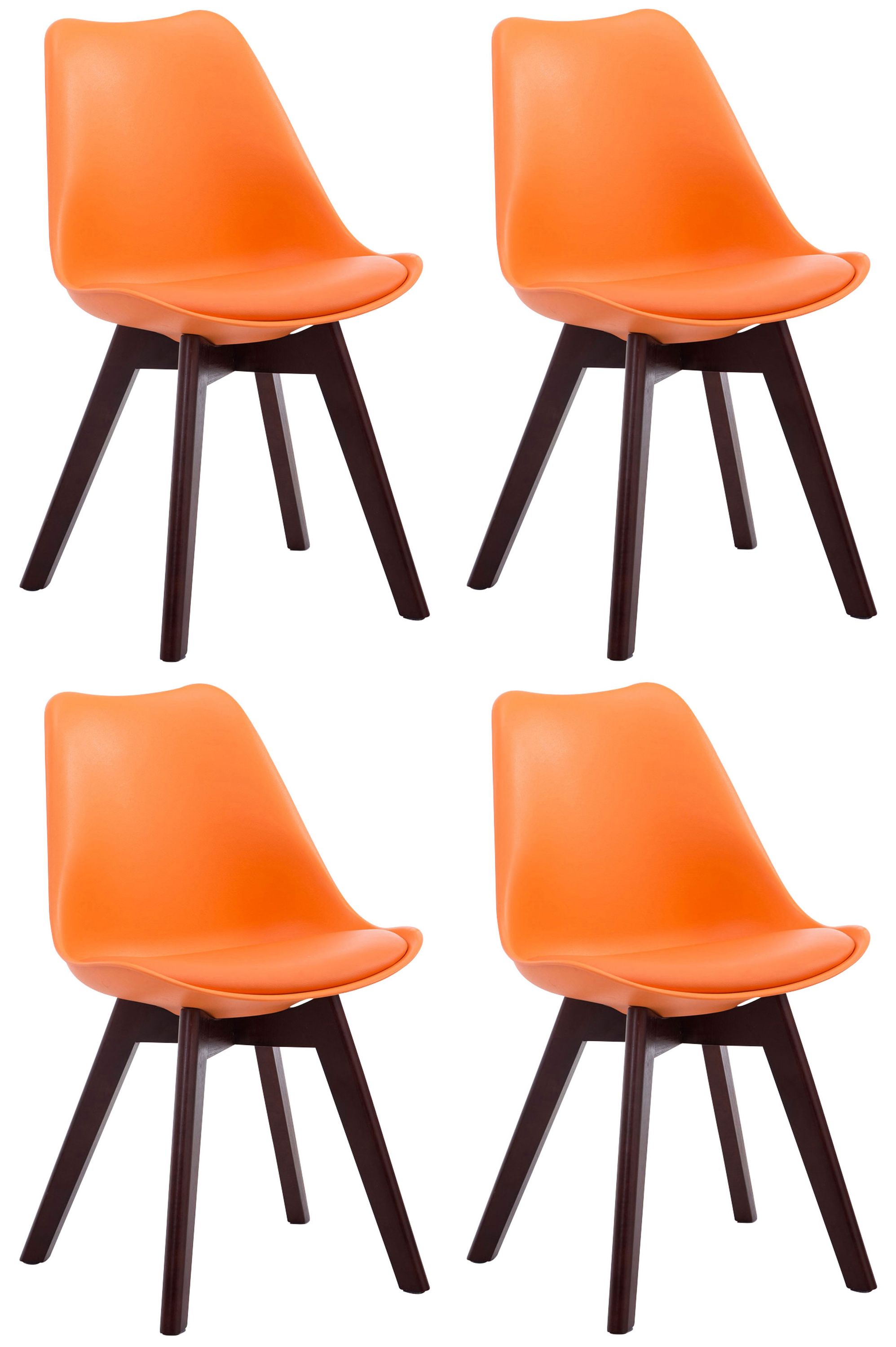 CLP 4er Set Retrost&uuml;hle Borneo Mit Kunstlederbezug Und Hochwertiger Polsterung I Lehnst&uuml;hle mit Holzgestell - Bild 1