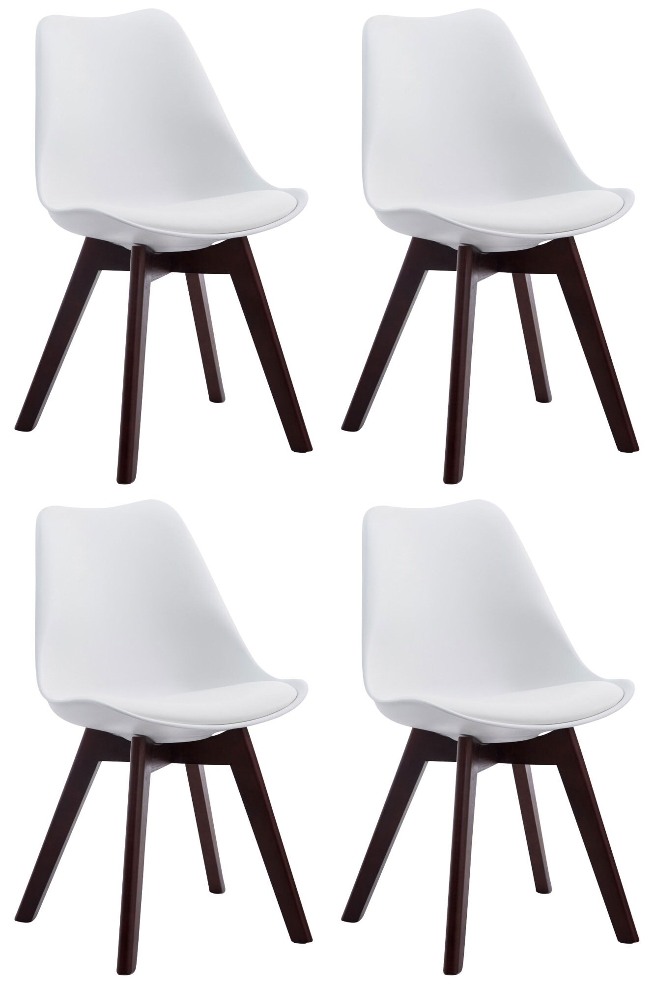 CLP 4er Set Retrost&uuml;hle Borneo Mit Kunstlederbezug Und Hochwertiger Polsterung I Lehnst&uuml;hle mit Holzgestell - Bild 1