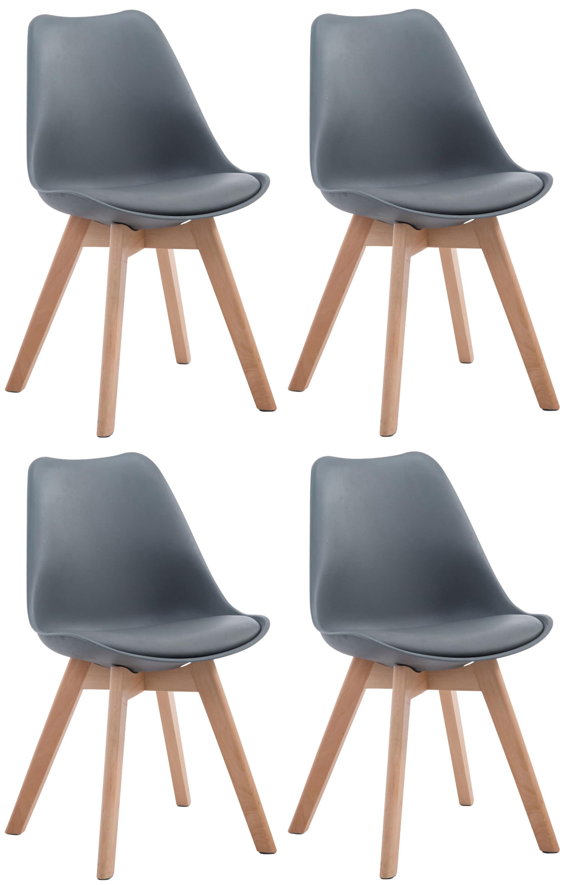 CLP 4er Set Retrost&uuml;hle Borneo Mit Kunstlederbezug Und Hochwertiger Polsterung I Lehnst&uuml;hle mit Holzgestell - Bild 1