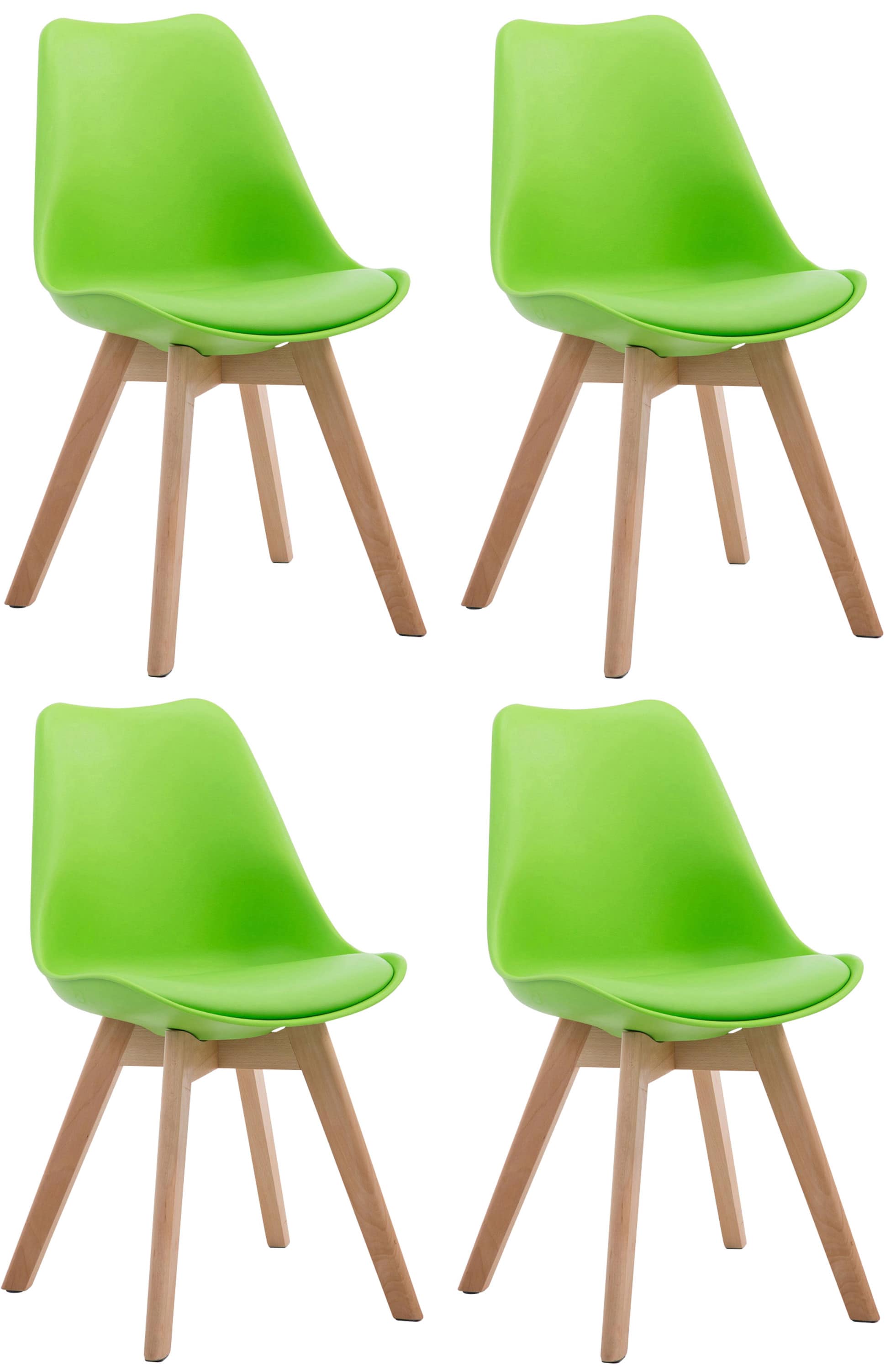 CLP 4er Set Retrost&uuml;hle Borneo Mit Kunstlederbezug Und Hochwertiger Polsterung I Lehnst&uuml;hle mit Holzgestell - Bild 1