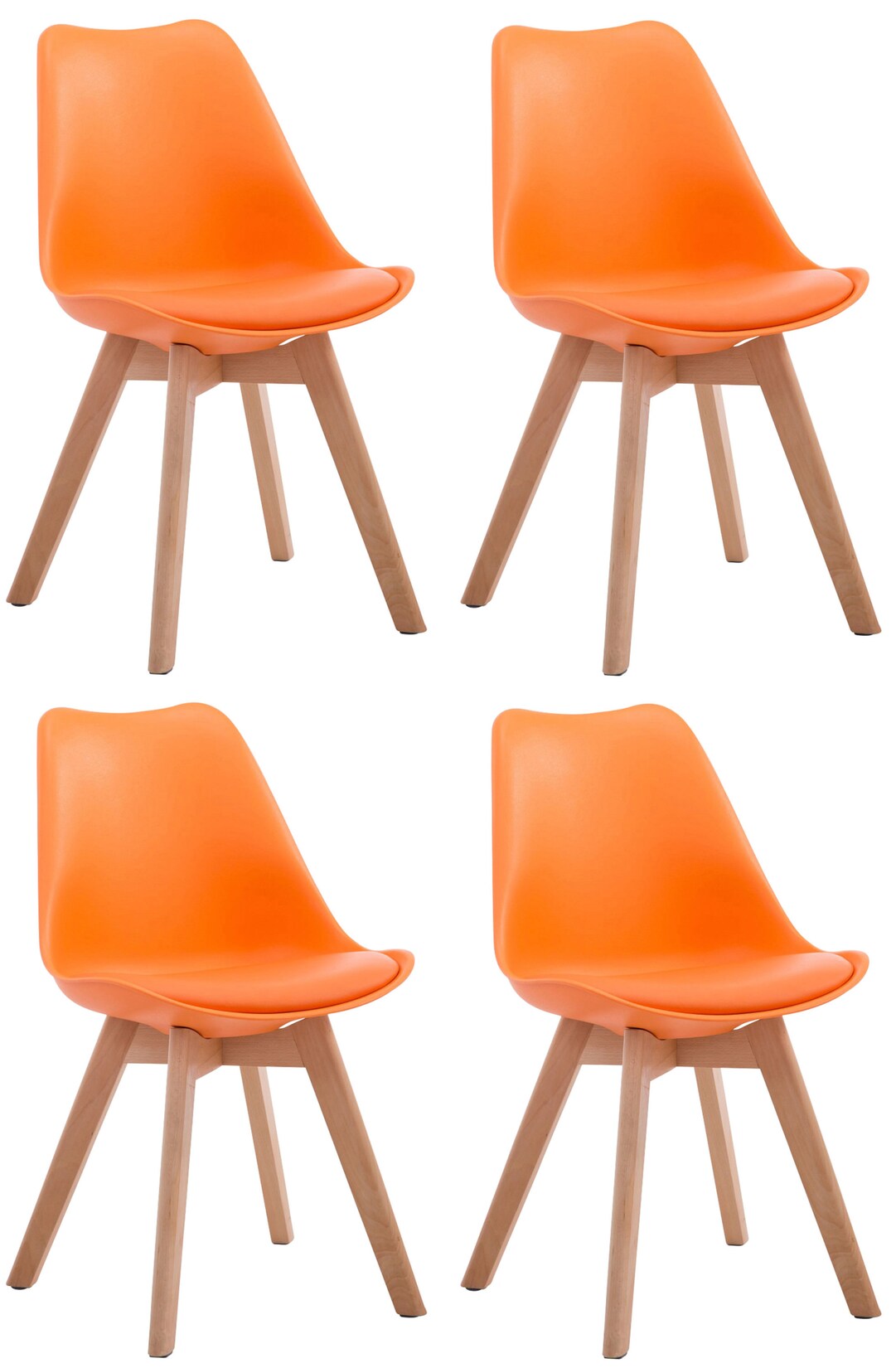 CLP 4er Set Retrostühle Borneo Mit Kunstlederbezug Und Hochwertiger Polsterung I Lehnstühle mit Holzgestell