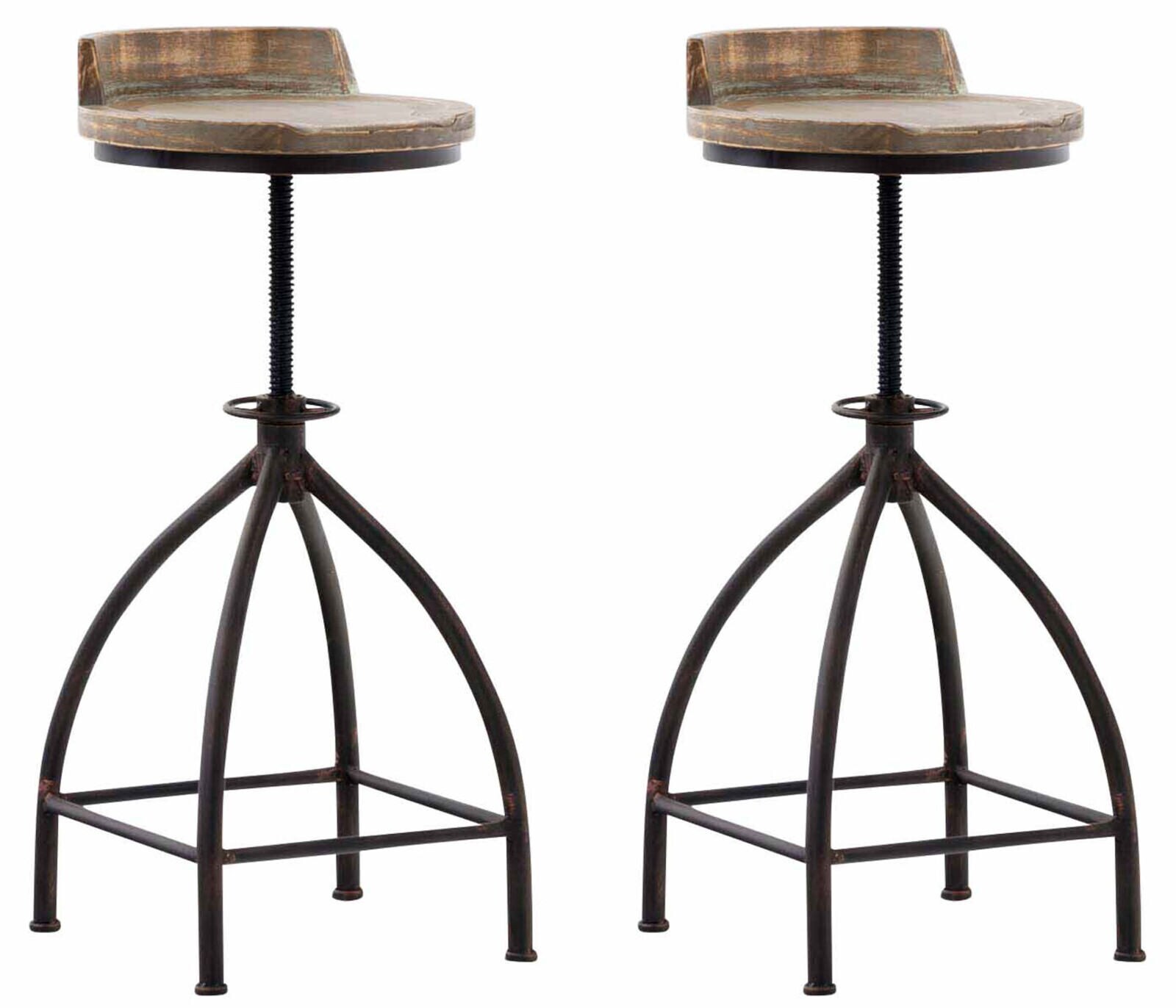 CLP 2er Set Barhocker Buffalo im Industrial-Look I H&ouml;henverstellbarer Thekenhocker Mit Holzsitz I Fu&szlig;st&uuml;tze - Bild 1