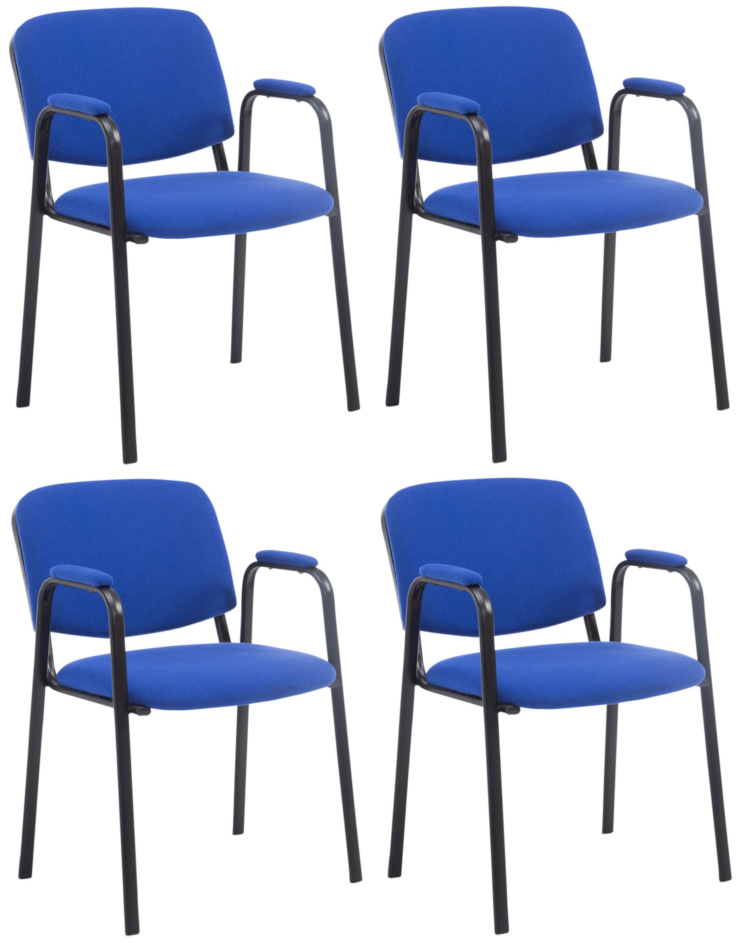CLP 4er Set Besucherst&uuml;hle Ken Pro Stoff Mit Gepolsterten Armlehnen Und Stoffbez&uuml;gen I Polsterst&uuml;hle Mit Metallgestell - Bild 1