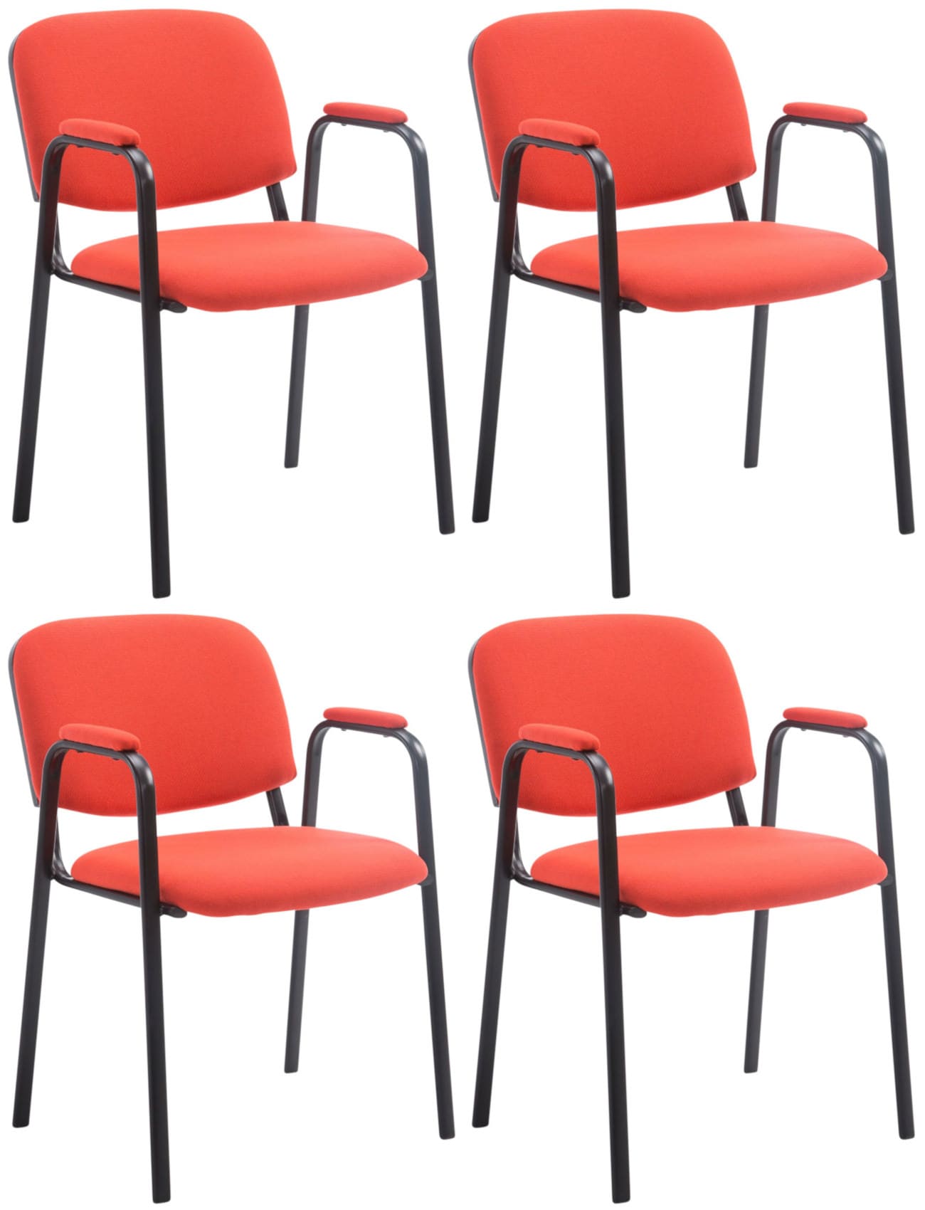 CLP 4er Set Besucherst&uuml;hle Ken Pro Stoff Mit Gepolsterten Armlehnen Und Stoffbez&uuml;gen I Polsterst&uuml;hle Mit Metallgestell - Bild 1