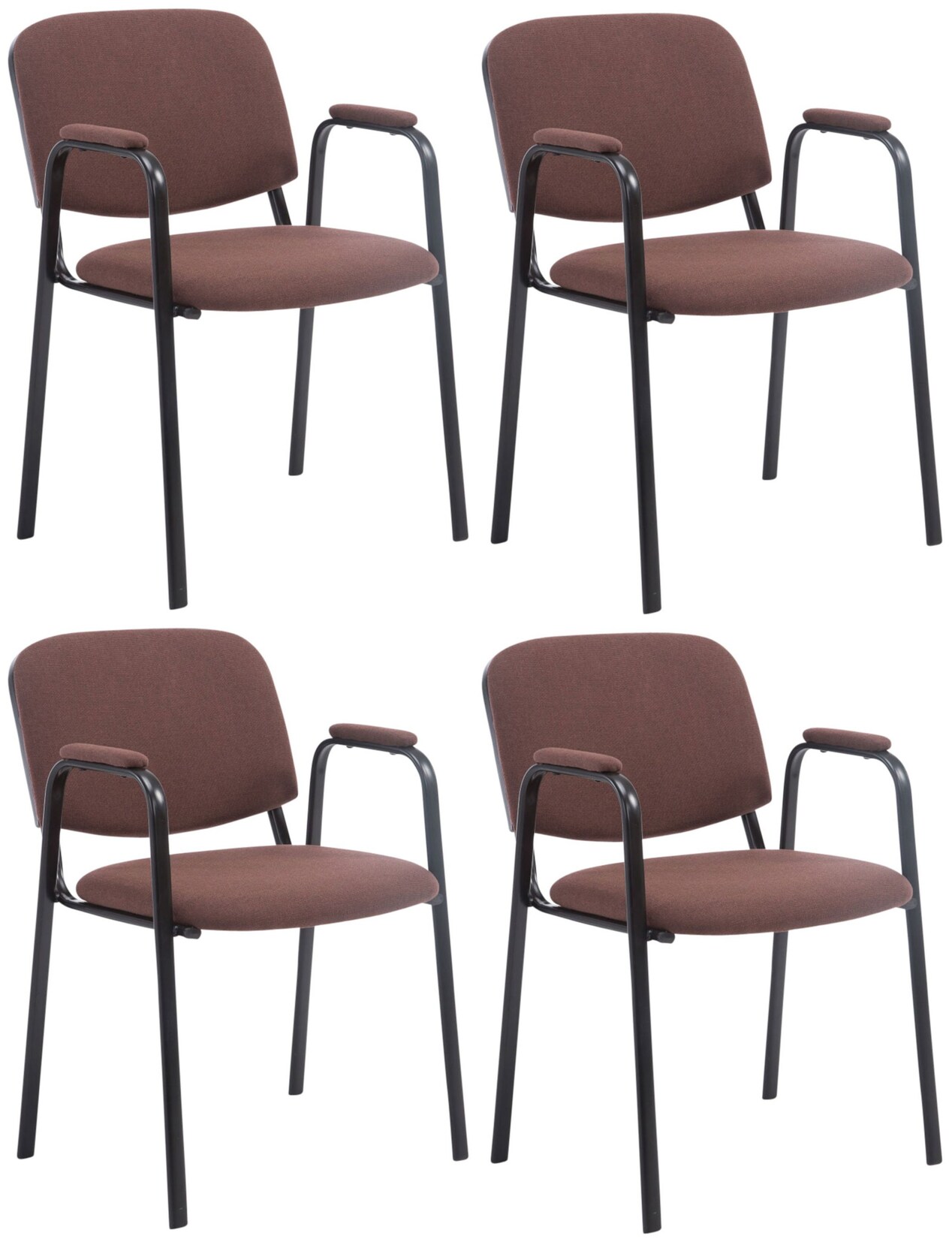 CLP 4er Set Besucherstühle Ken Pro Stoff Mit Gepolsterten Armlehnen Und Stoffbezügen I Polsterstühle Mit Metallgestell | 04251756462574