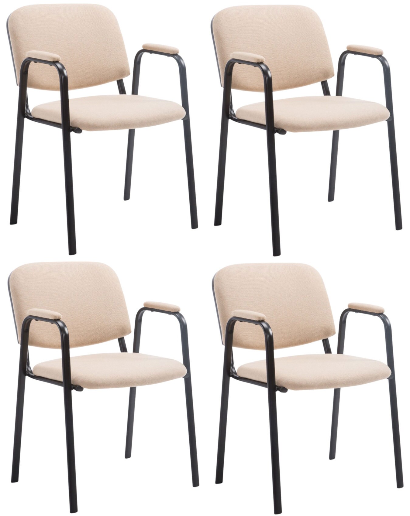 CLP 4er Set Besucherst&uuml;hle Ken Pro Stoff Mit Gepolsterten Armlehnen Und Stoffbez&uuml;gen I Polsterst&uuml;hle Mit Metallgestell - Bild 1