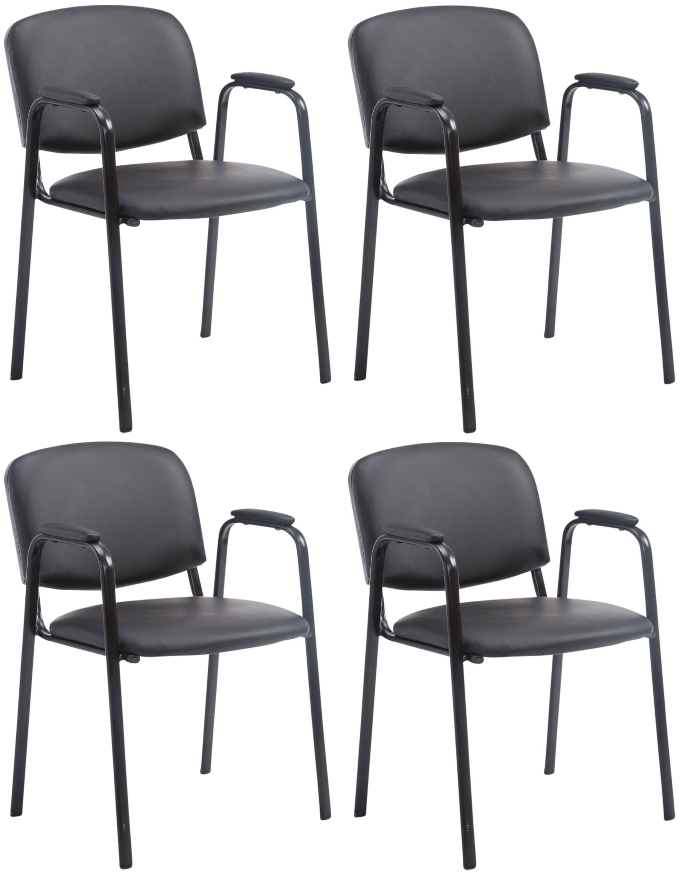 CLP 4er Set Besucherst&uuml;hle Ken Pro Mit Metallgestell Und Kunstlederbezug I Konferenzst&uuml;hle Mit Metallgestell Und R&uuml;ckenlehne - Bild 1
