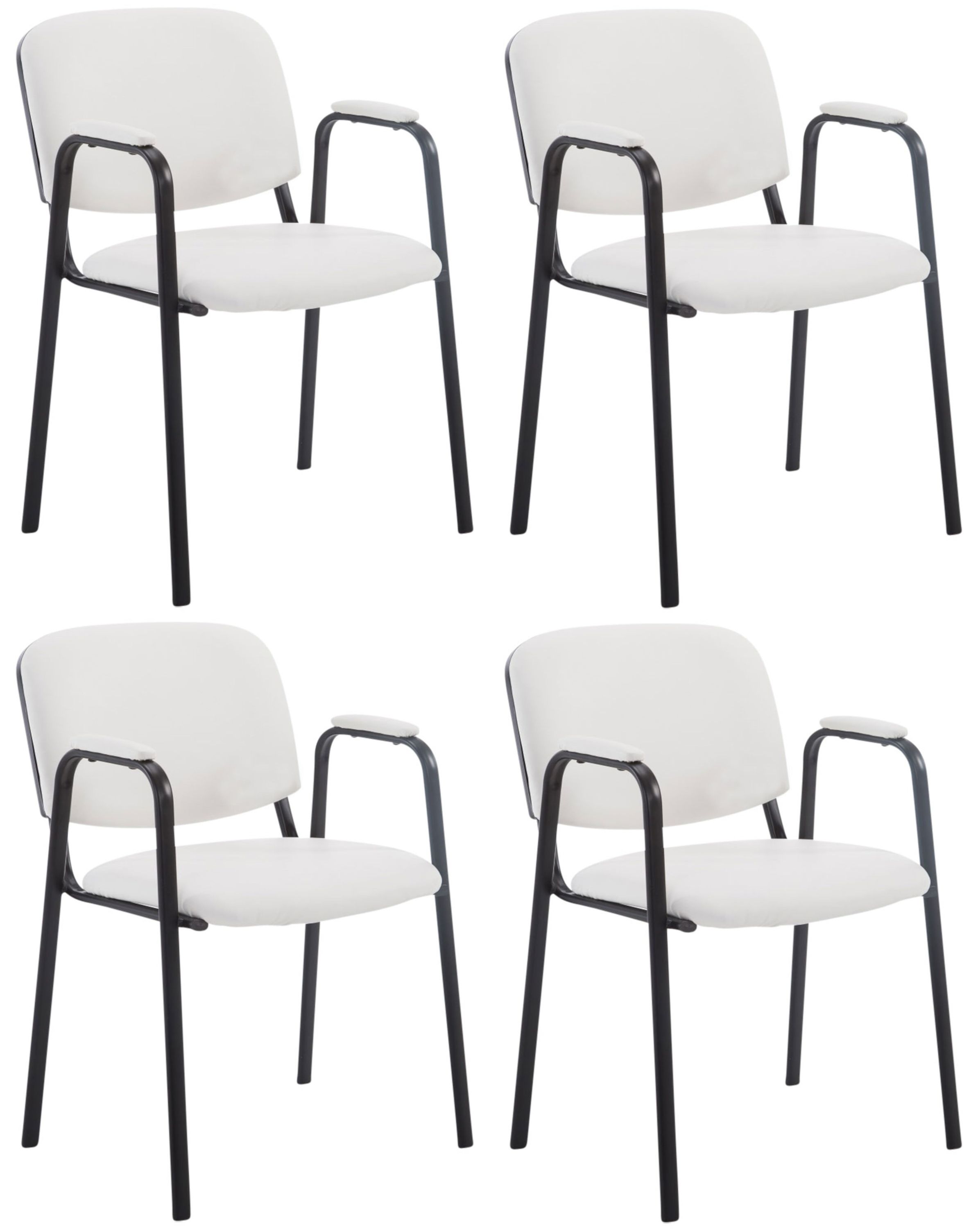 CLP 4er Set Besucherst&uuml;hle Ken Pro Mit Metallgestell Und Kunstlederbezug I Konferenzst&uuml;hle Mit Metallgestell Und R&uuml;ckenlehne - Bild 1