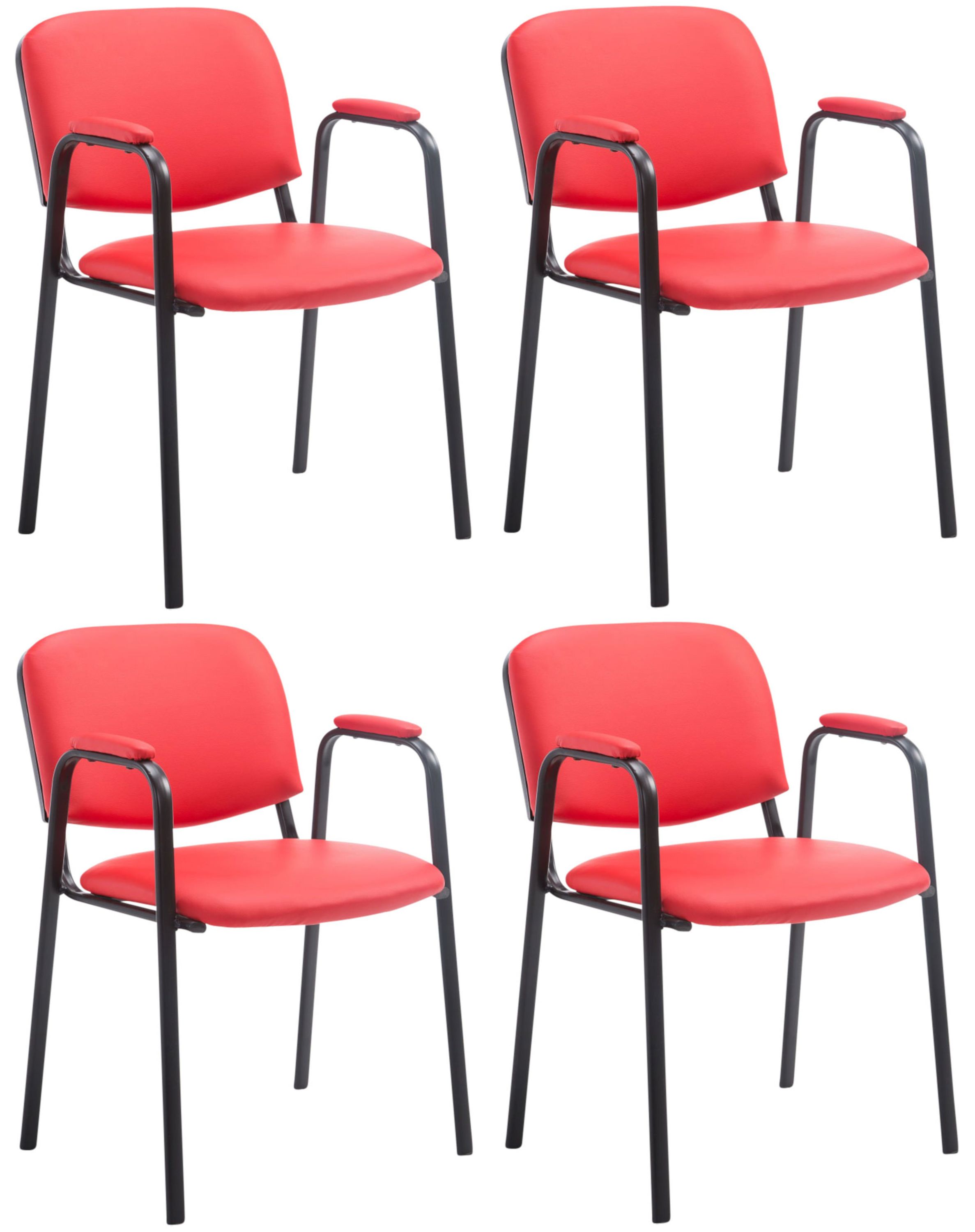 CLP 4er Set Besucherst&uuml;hle Ken Pro Mit Metallgestell Und Kunstlederbezug I Konferenzst&uuml;hle Mit Metallgestell Und R&uuml;ckenlehne - Bild 1