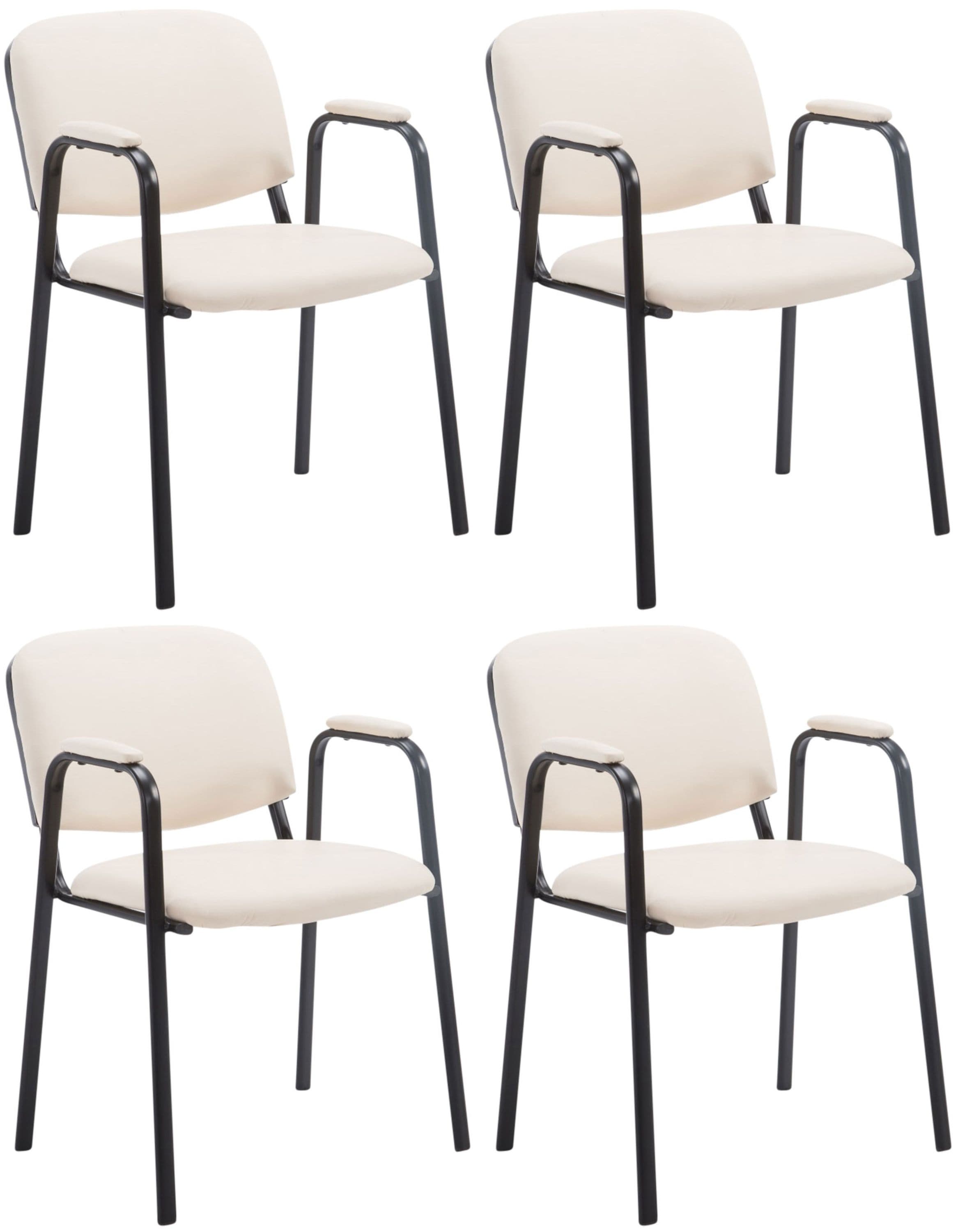 CLP 4er Set Besucherst&uuml;hle Ken Pro Mit Metallgestell Und Kunstlederbezug I Konferenzst&uuml;hle Mit Metallgestell Und R&uuml;ckenlehne - Bild 1