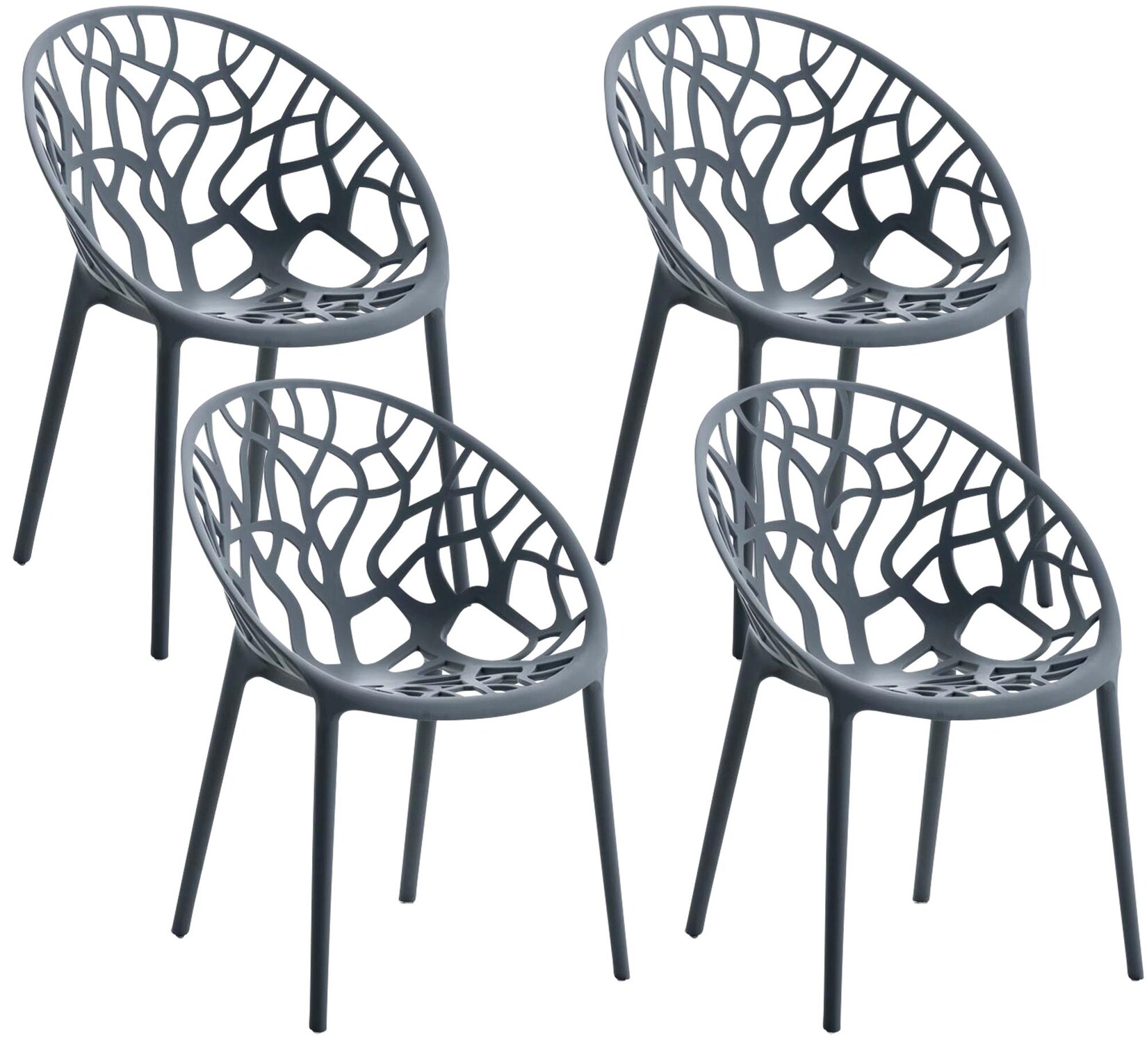 CLP Gartenstühle 4er Set stapelbar wetterfest Hope, Gartensessel mit Lehnen UV-beständig, Outdoorstühle aus Kunststoff bis 150 kg belastbar